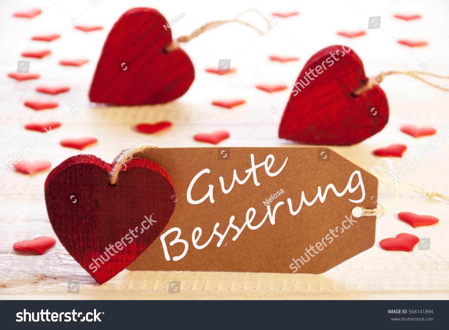 Label Many Red Heart Gute Besserung Stock Photo Edit Now