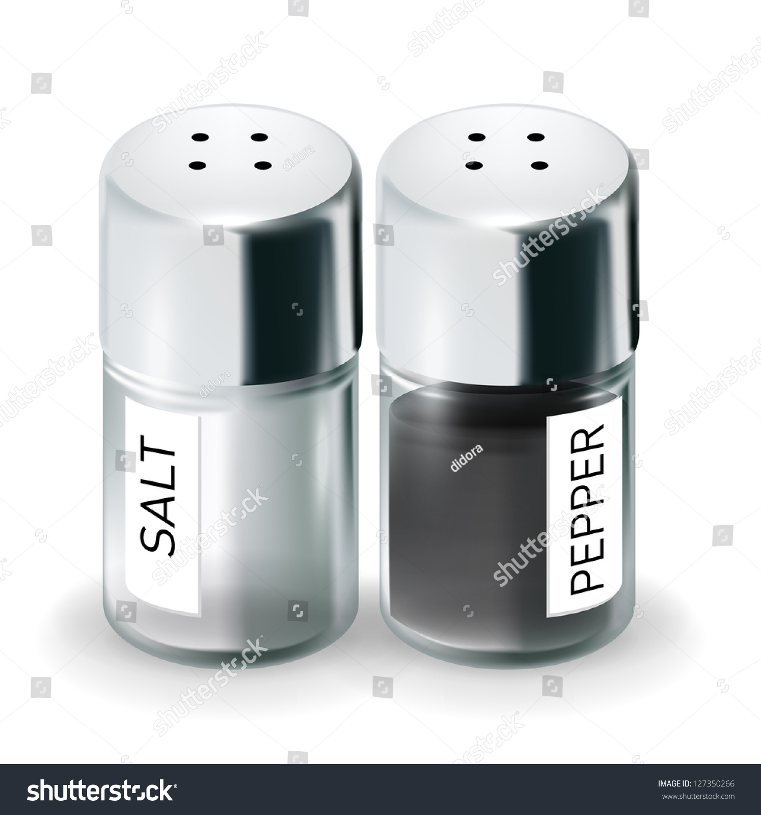 Labeled Salt Pepper Shakers Isolated Stock Download Now