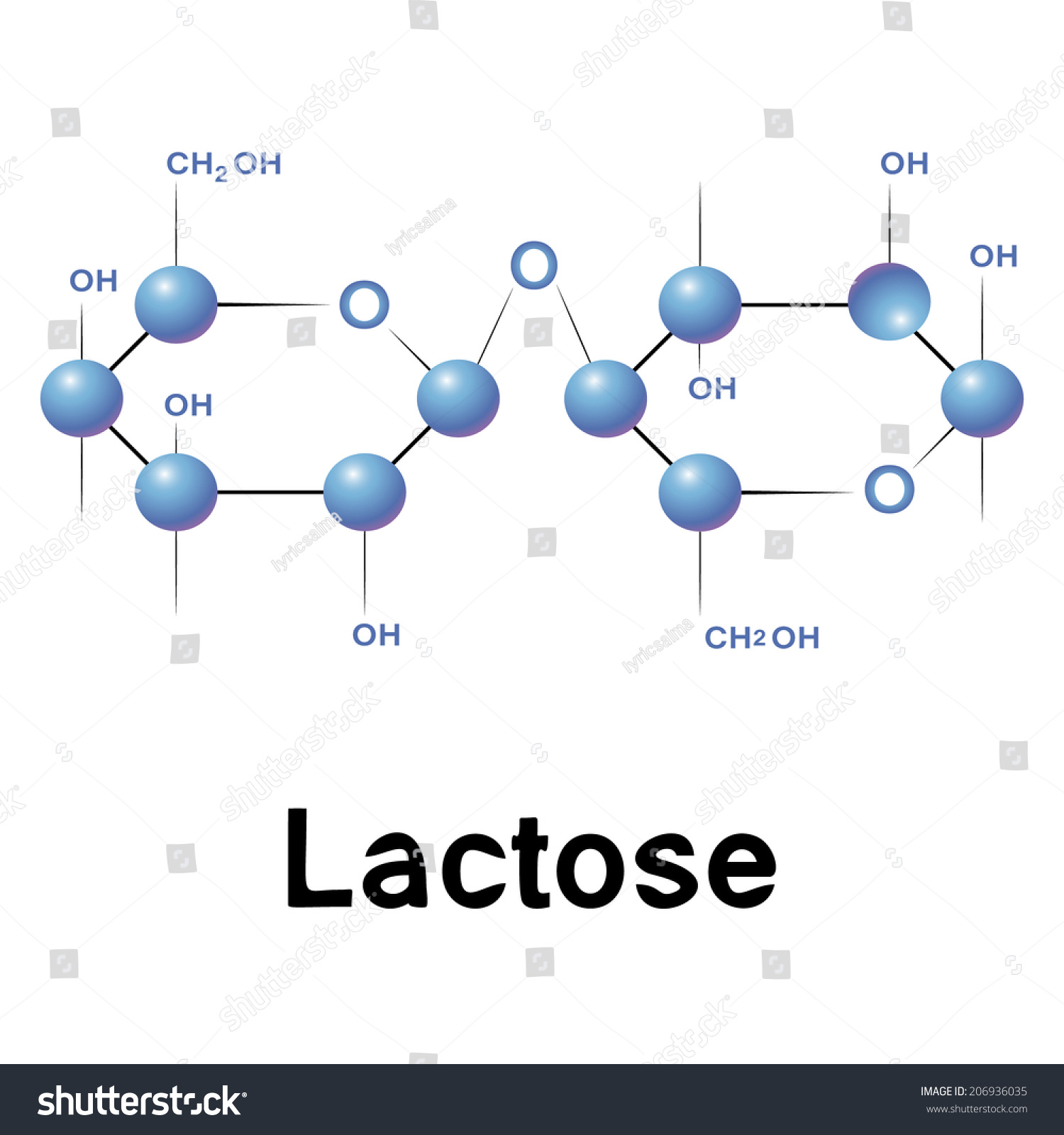 Lactose Molecule Structure Biochemistry Chemistry Raster Ilustración De Stock 206936035