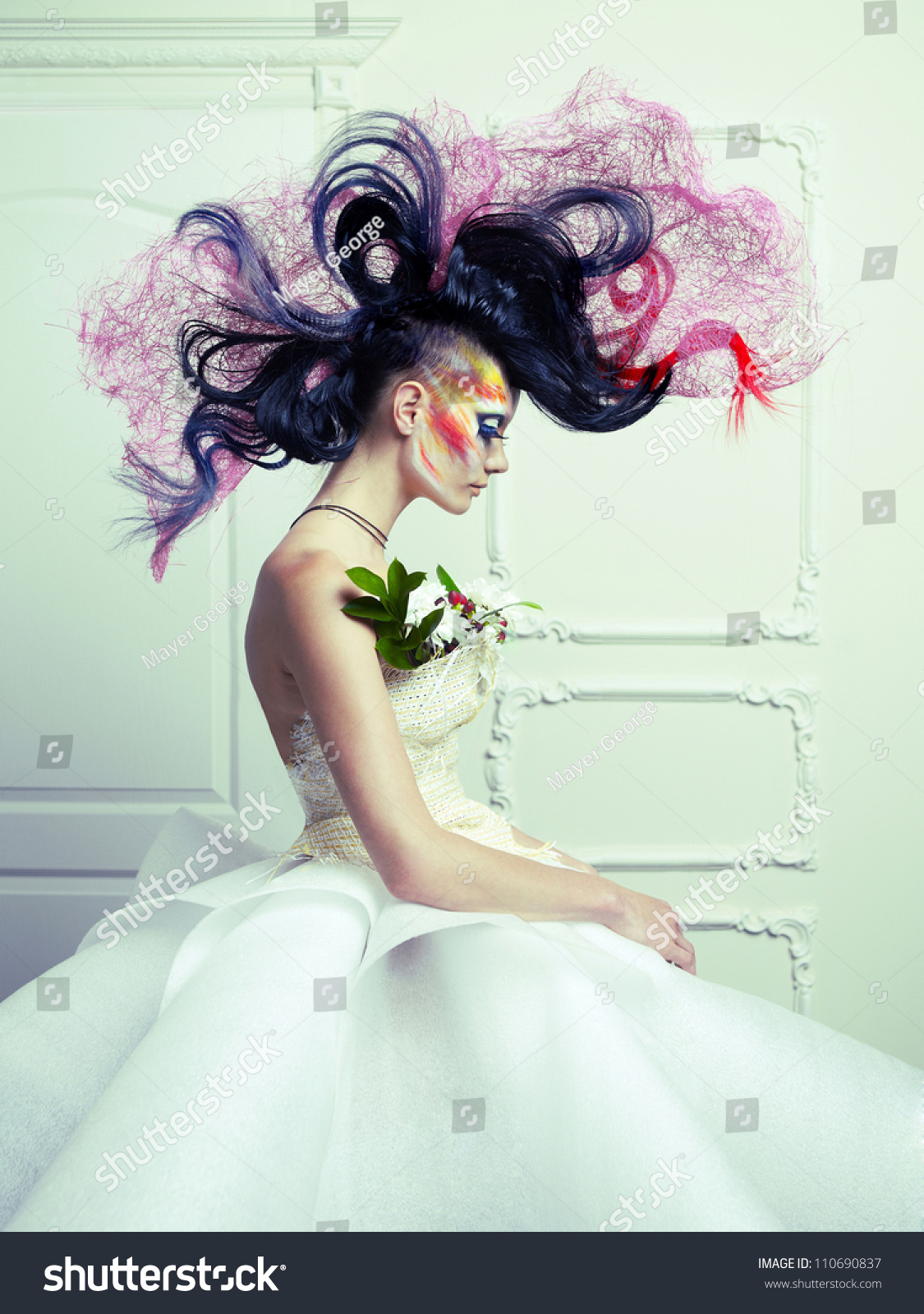 Lady Avantgarde Hair Bright Makeup Stock Photo Edit Now 110690837