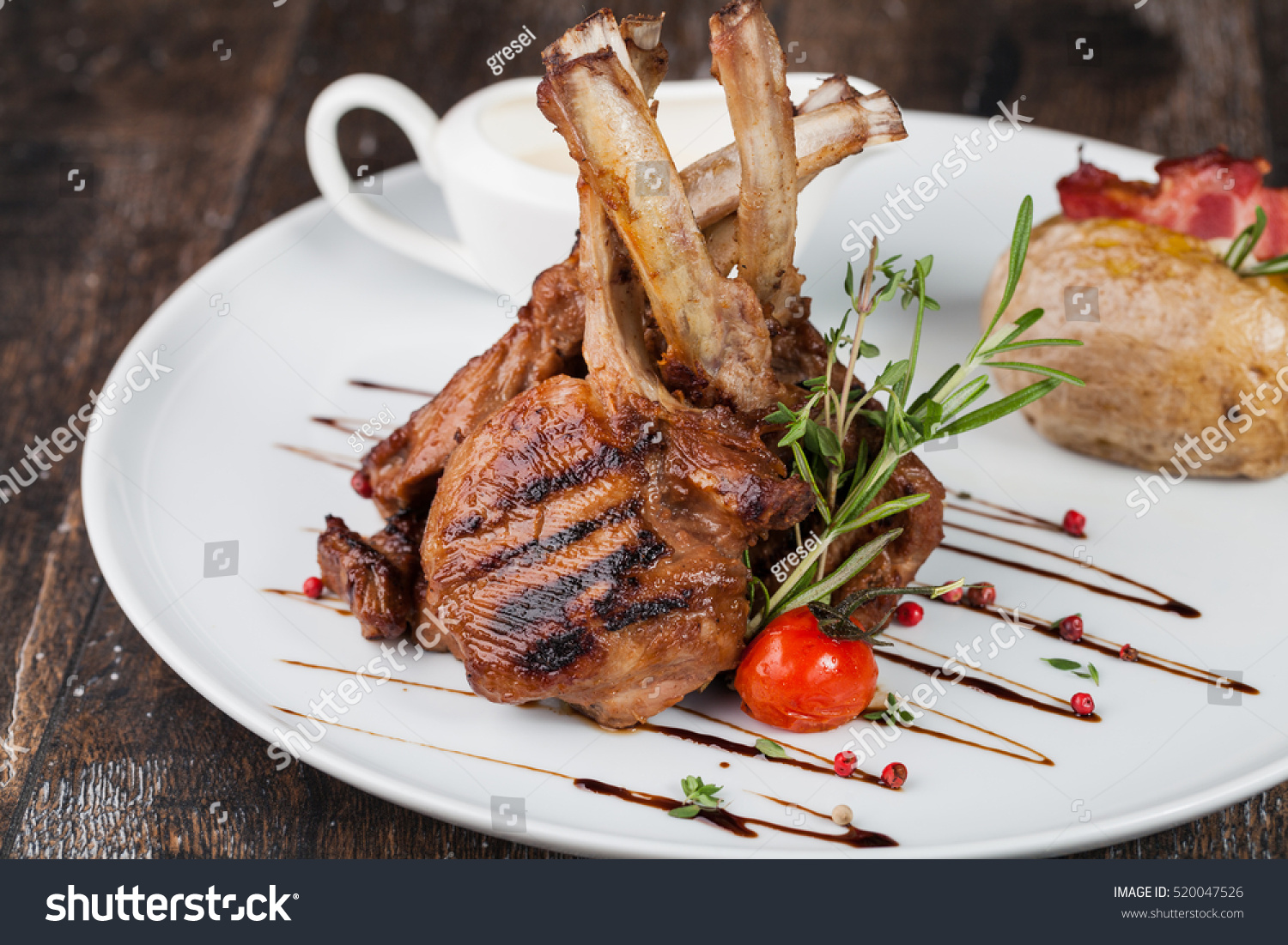 Lamb Chop Meal Potato Stock Photo 520047526 Shutterstock