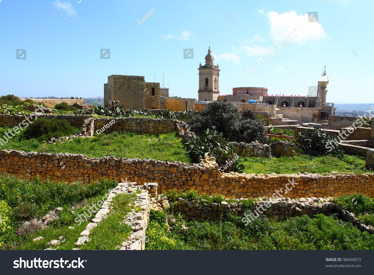 Landscape Countryside Scenery In Gozo, Malta, Mediterranean Sea Stock ...