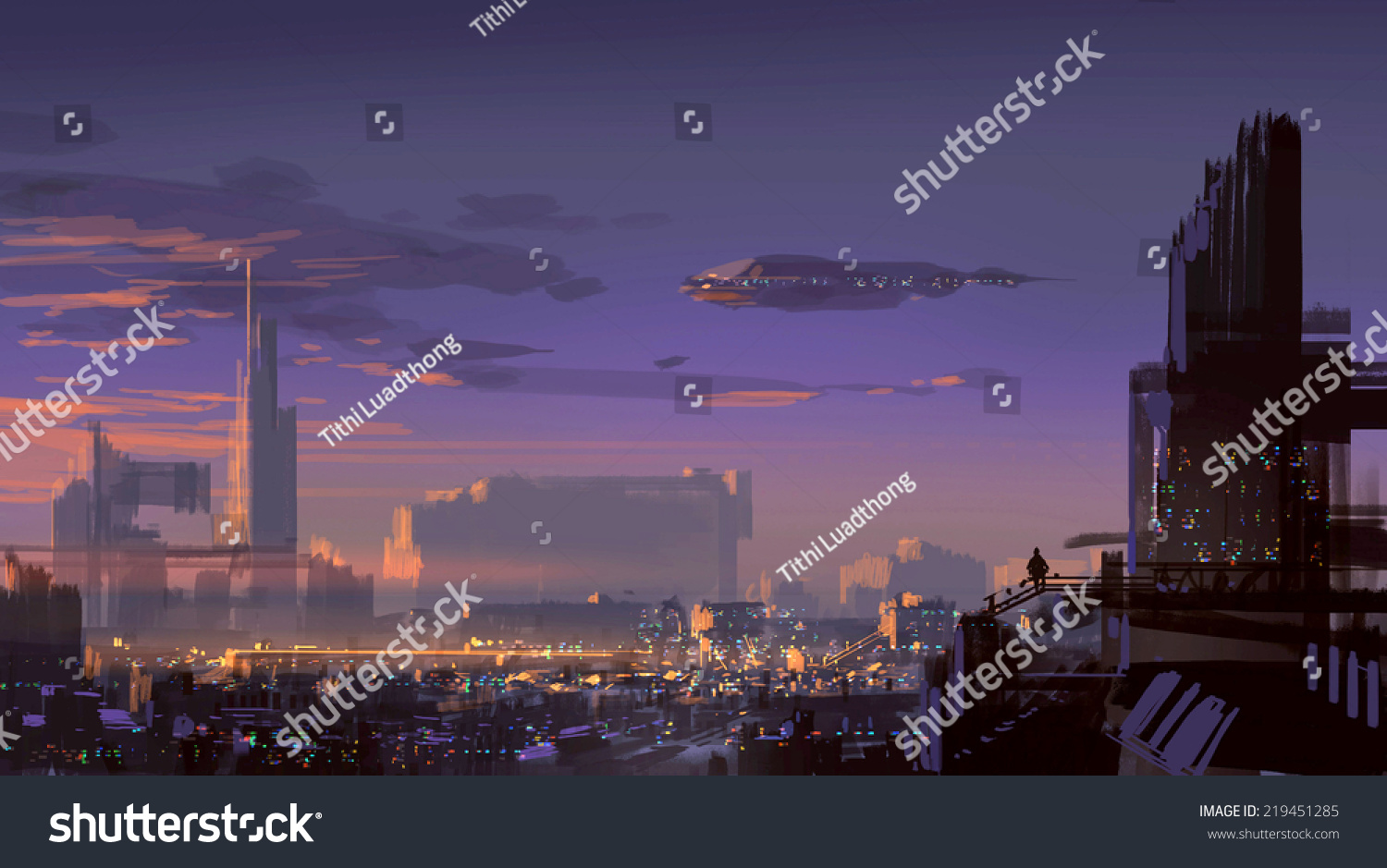 Landscape Digital Painting Scifi Cityillustration Art Stock Landscape Digital Painting Scifi Cityillustration Art Stock