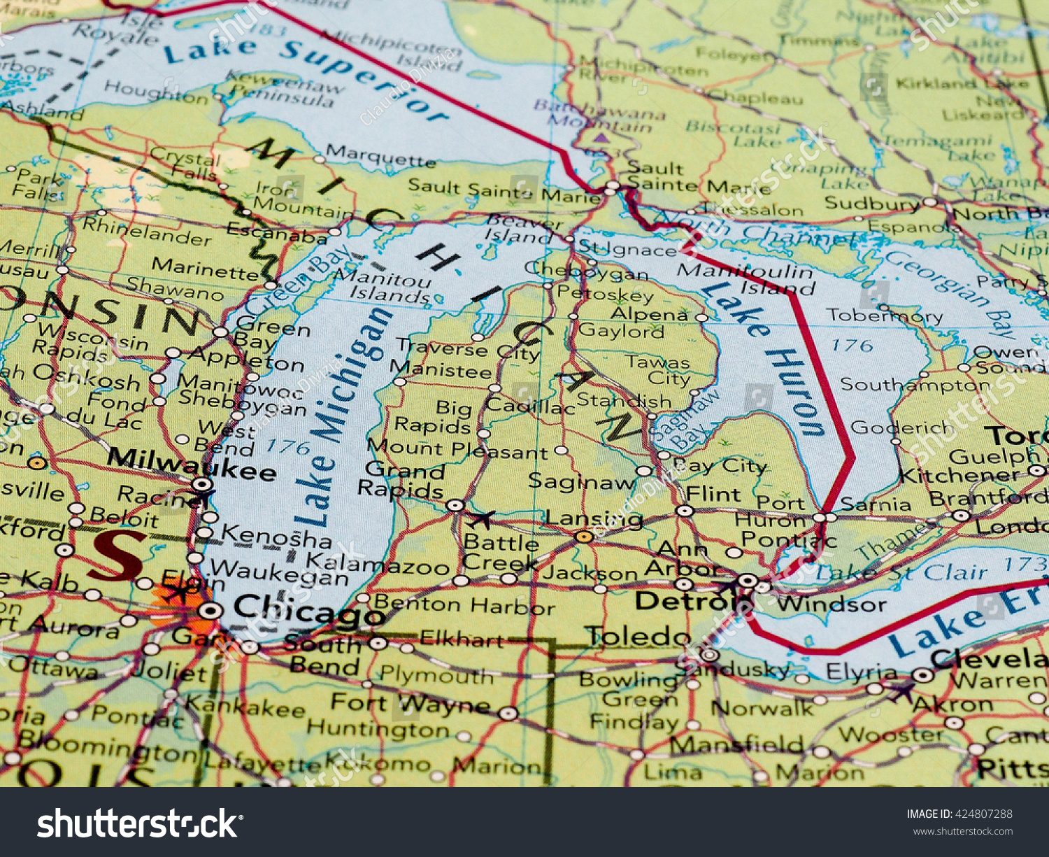 Canada Michigan Border Map 9 Stateof Images Stock Photos Vectors Shutterstock