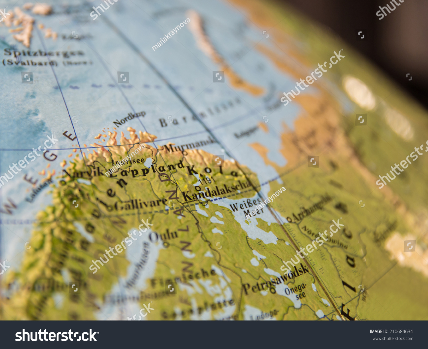 Stock Photo Lapland Map Part Of World Globe 210684634 