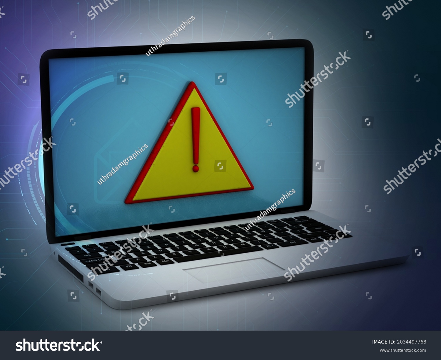 Laptop Alert Exclamation Mark 3d Isometric Stock Illustration ...