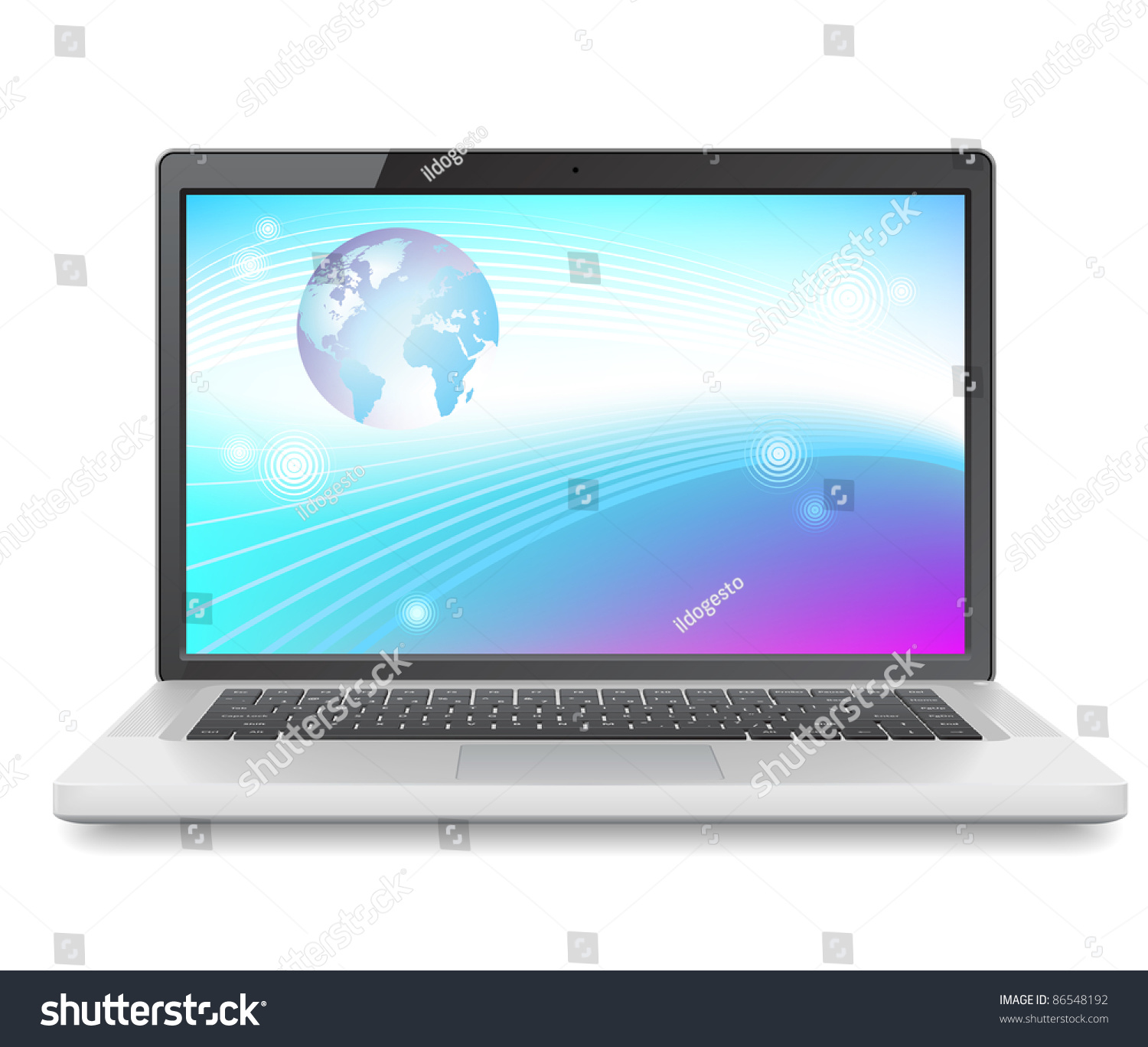 Laptop Globe Concept Raster Version Vector Stock Illustration 86548192 ...