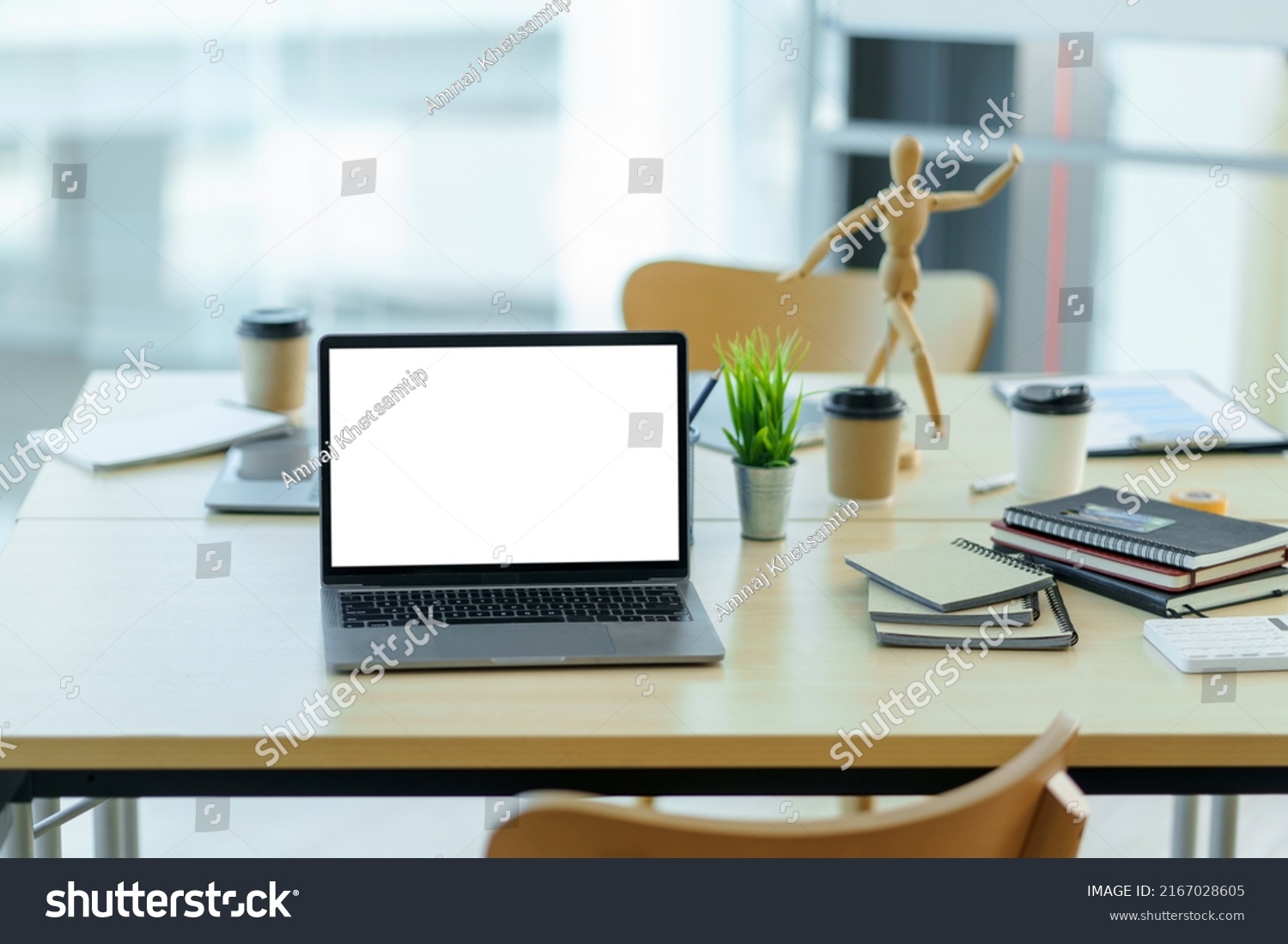 Laptop Computer Blank White Screen On Stock Photo 2167028605 