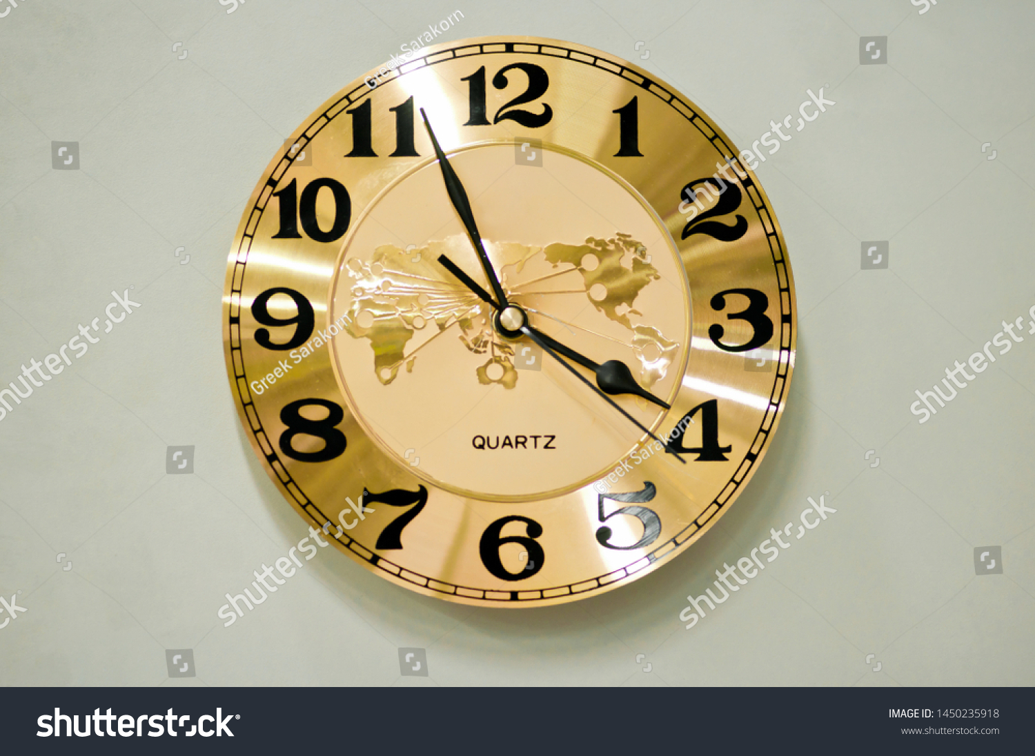 Large Antique Gold Wall Clock Stock Photo Edit Now 1450235918