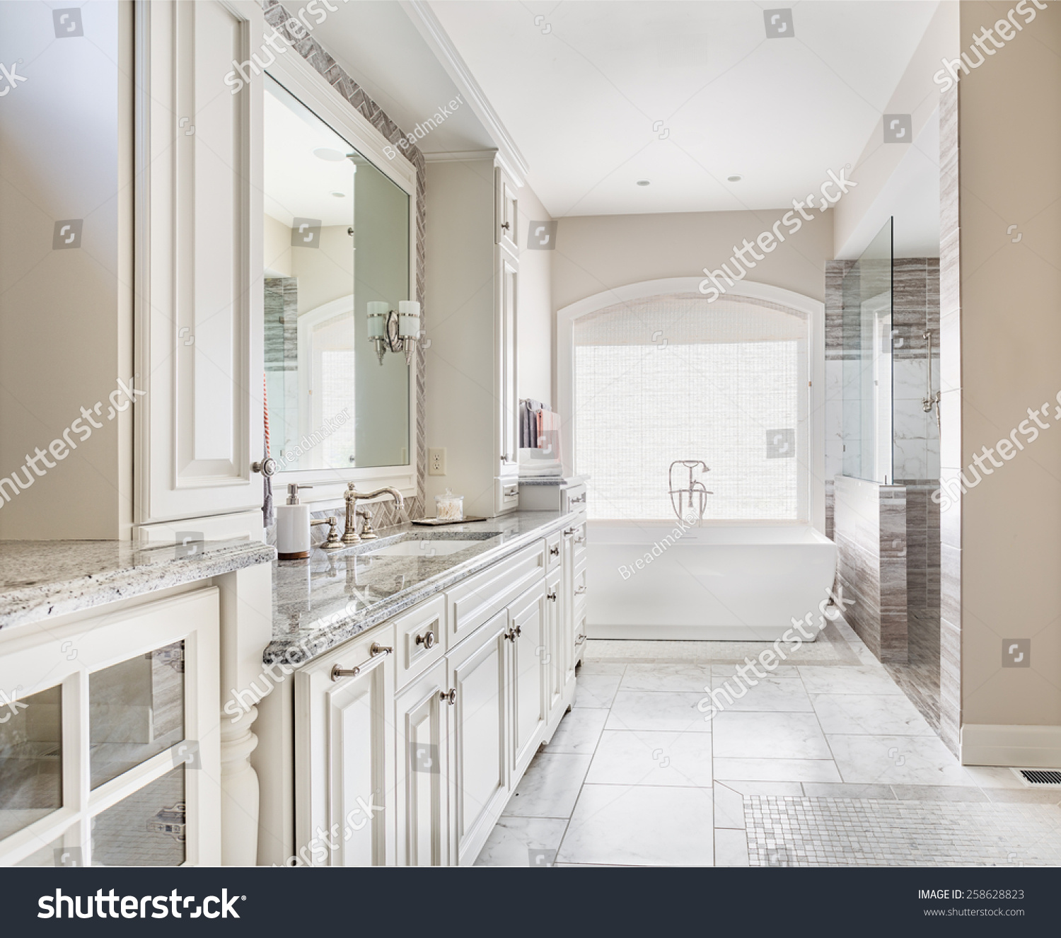 Large Bathroom Luxury Home Two Sinks Stock Photo Edit Now 258628823
