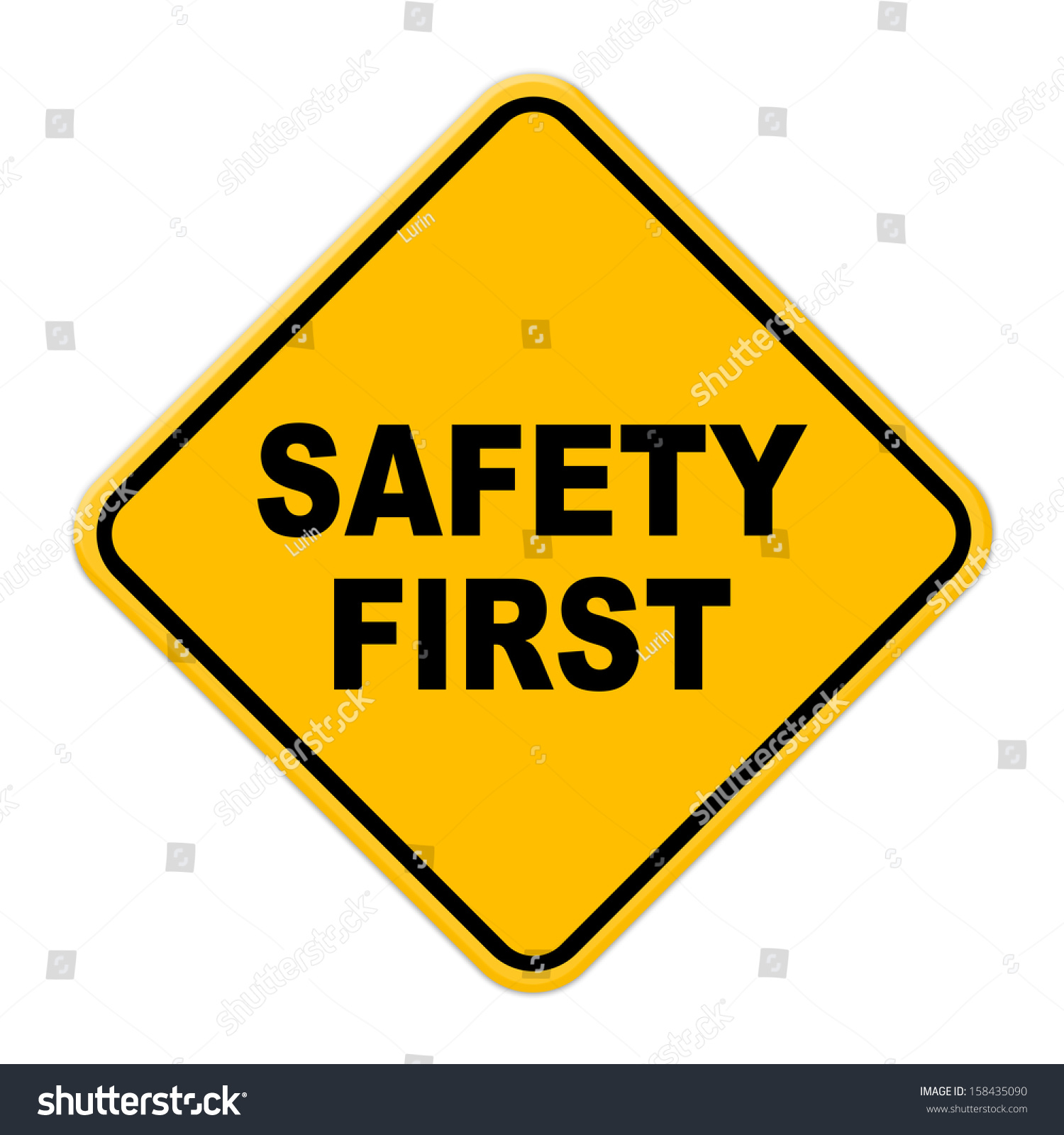 Large Beveled Yellow Safety First Road Stock Illustration 158435090 ...