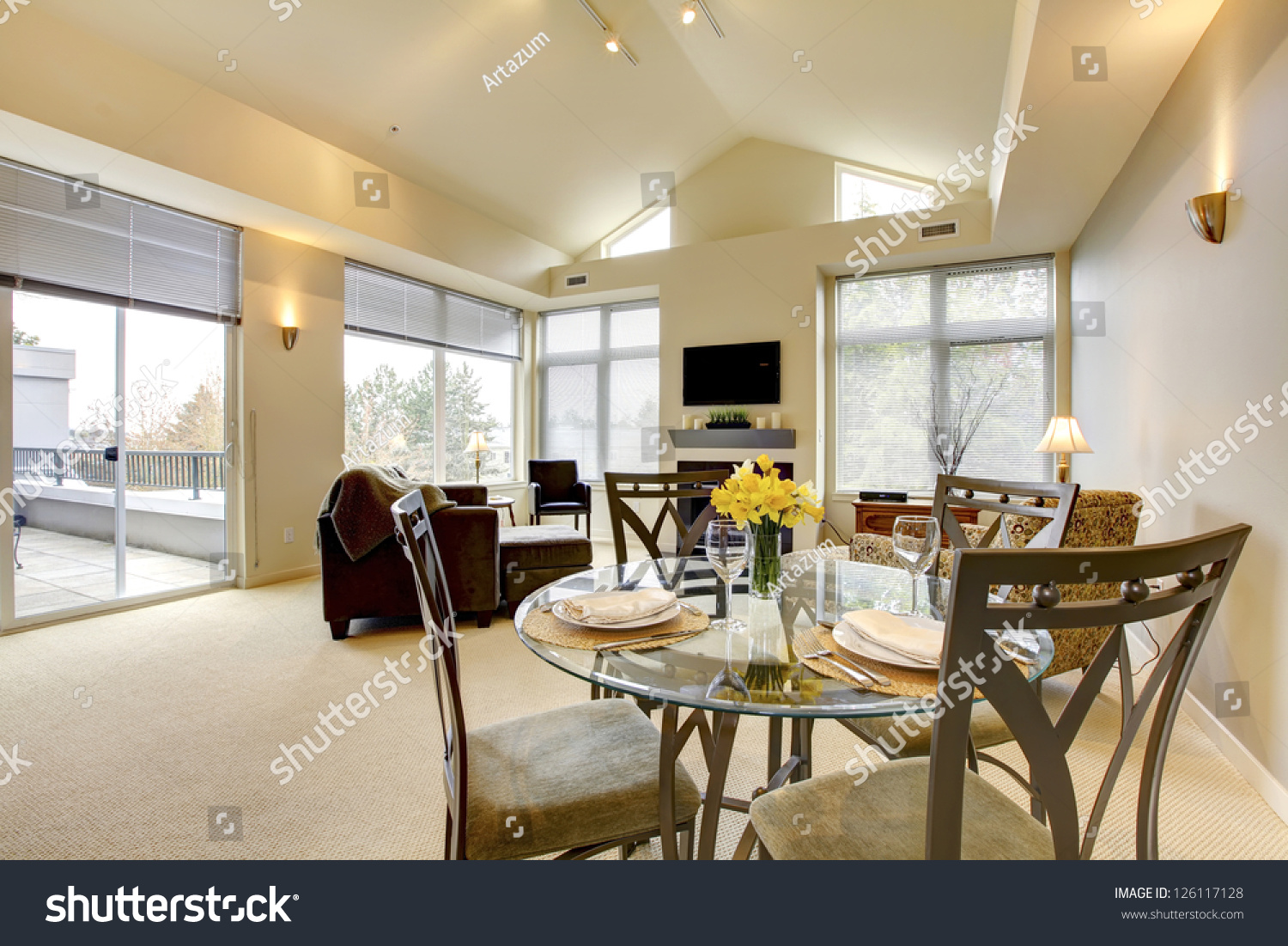 Large Bright Living Dining Room Vaulted Stock Photo Edit Now