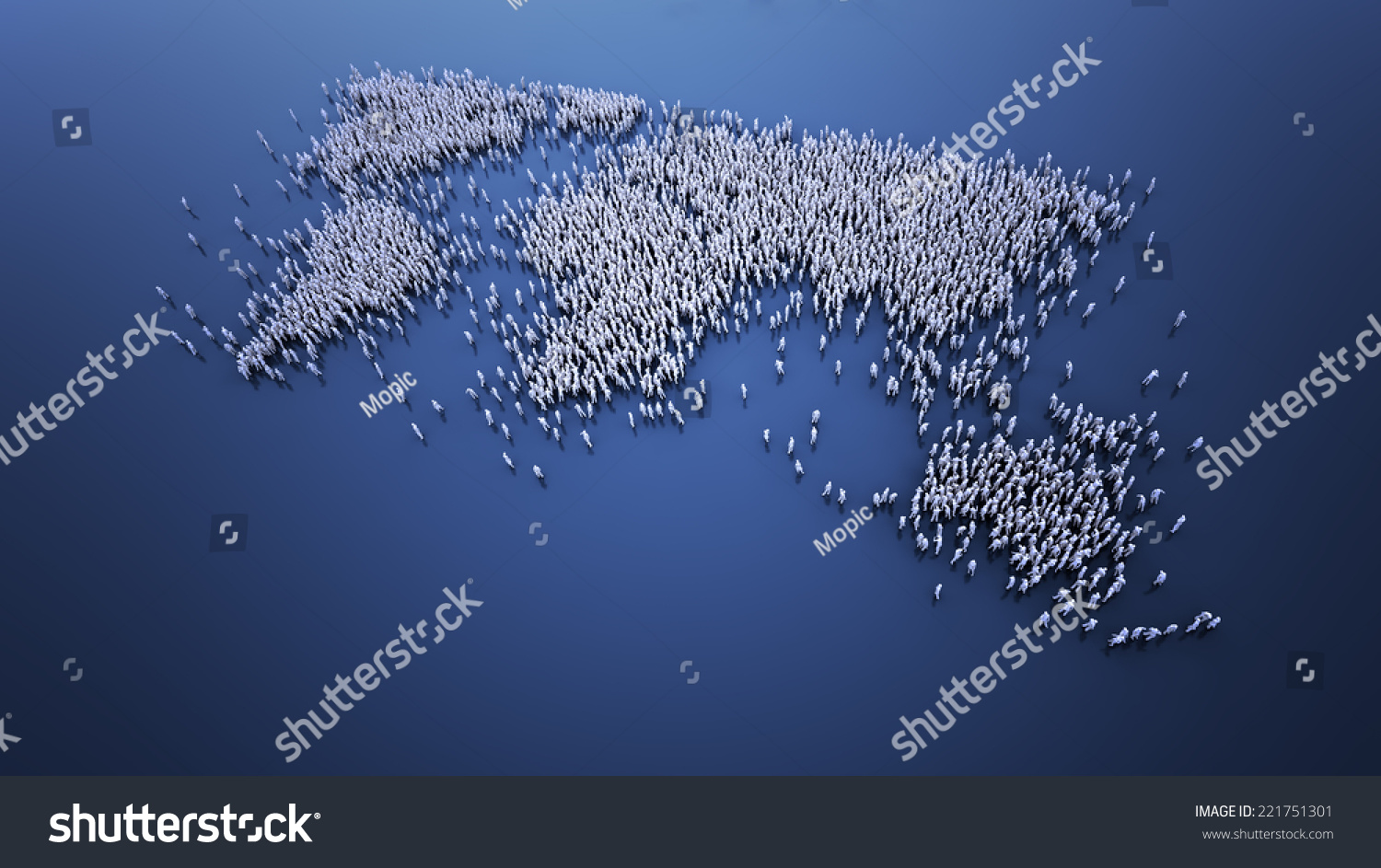 Large Crowd People Forming World Map Stock Illustration 221751301 ...