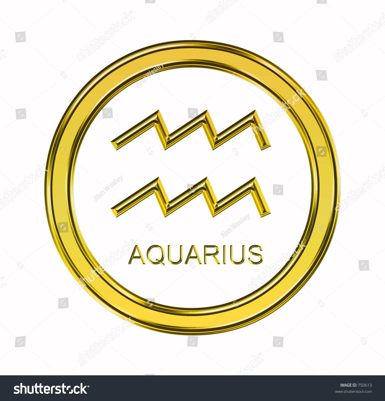 Large 3d Gold Aquarius Symbol On Stock Illustration 750613 | Shutterstock