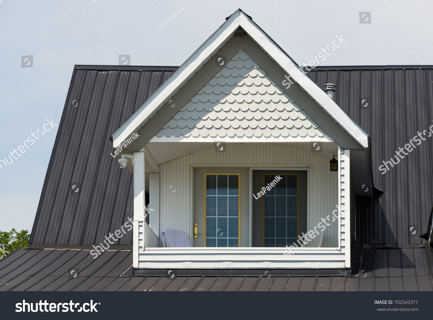 Large Dormer Window Balcony Gingerbread Siding Stock Photo Edit