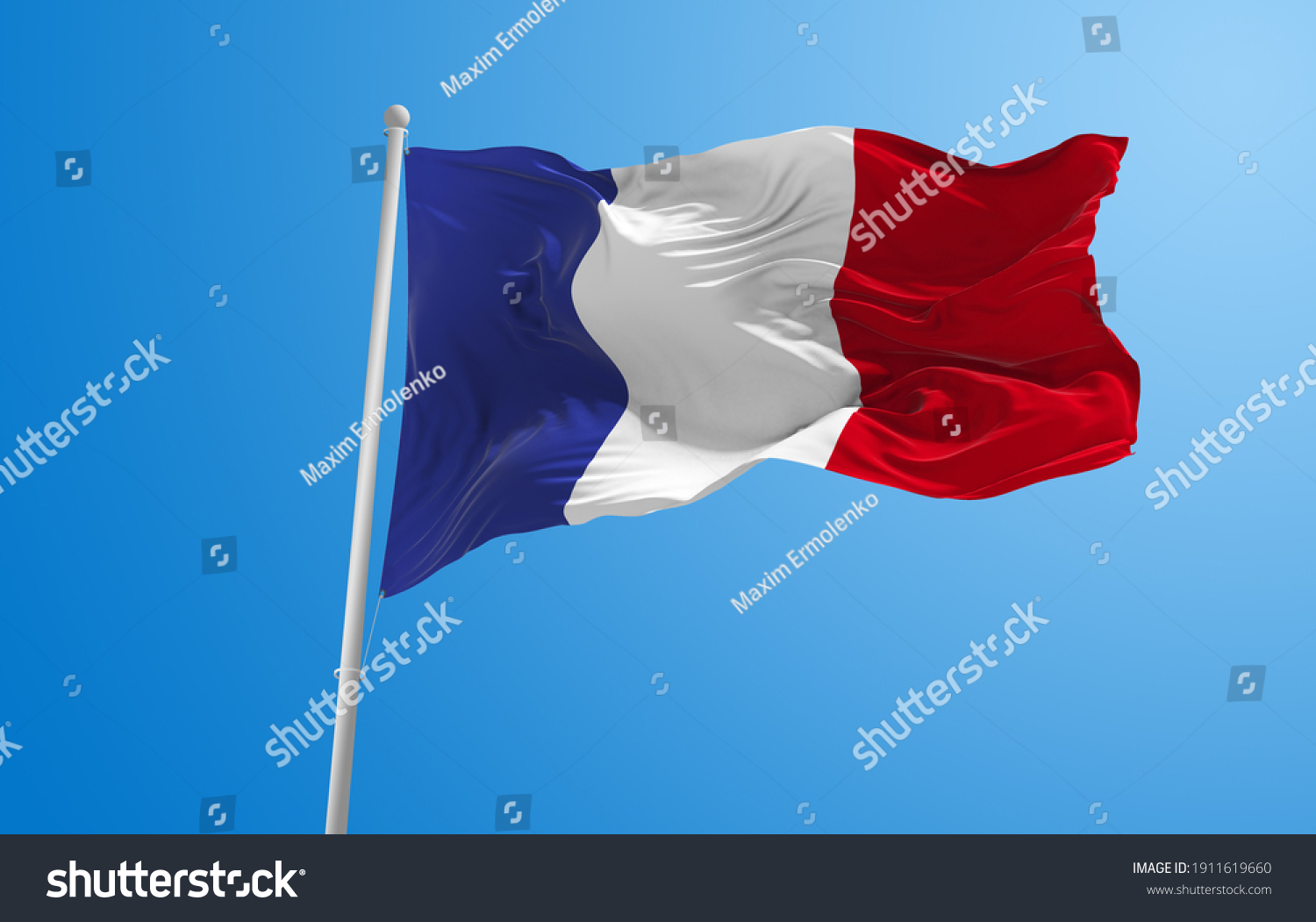 Large Flag French Waving Wind On Stock Illustration 1911619660 ...