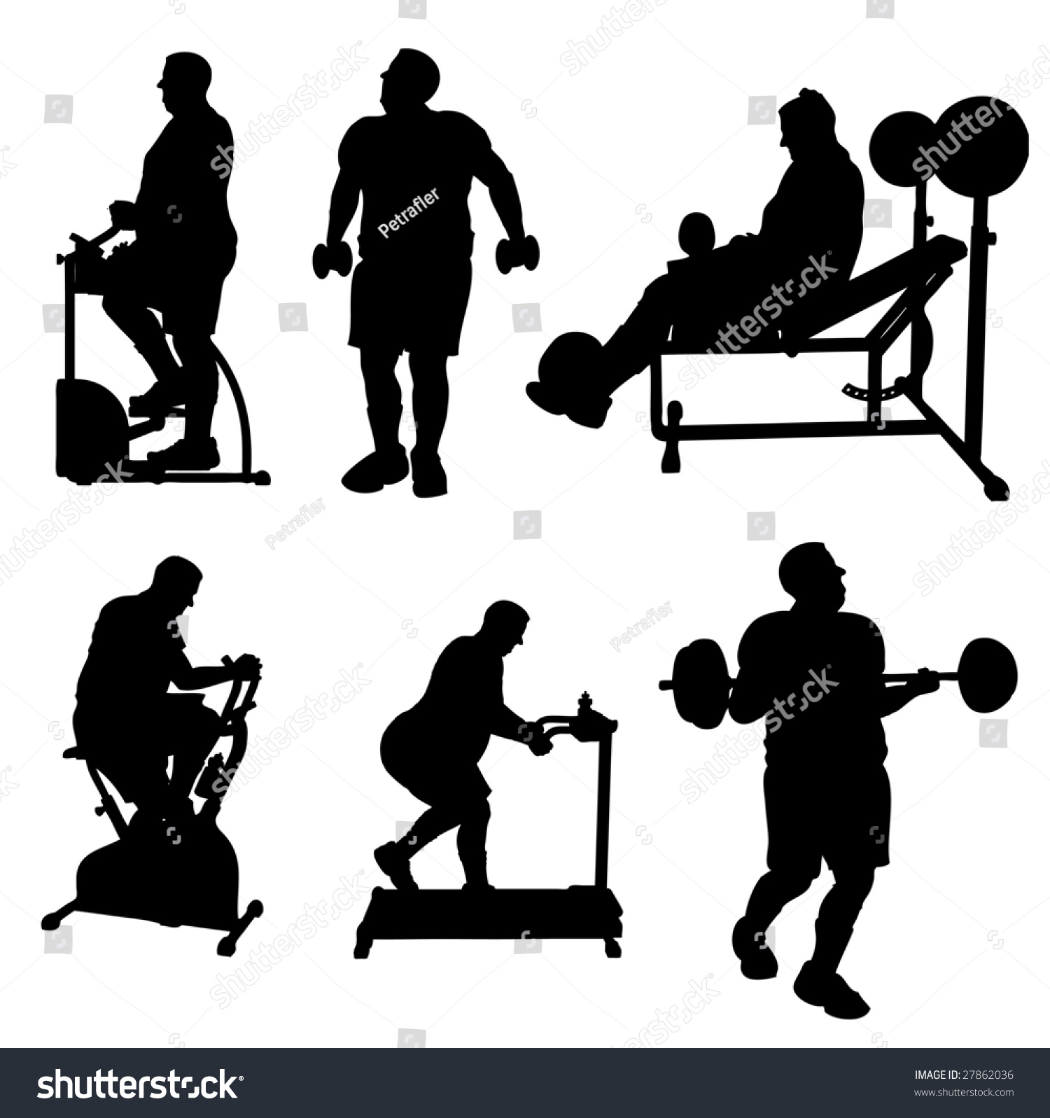 Large Man Exercise Bitmap Silhouettes Stock Photo 27862036 : Shutterstock