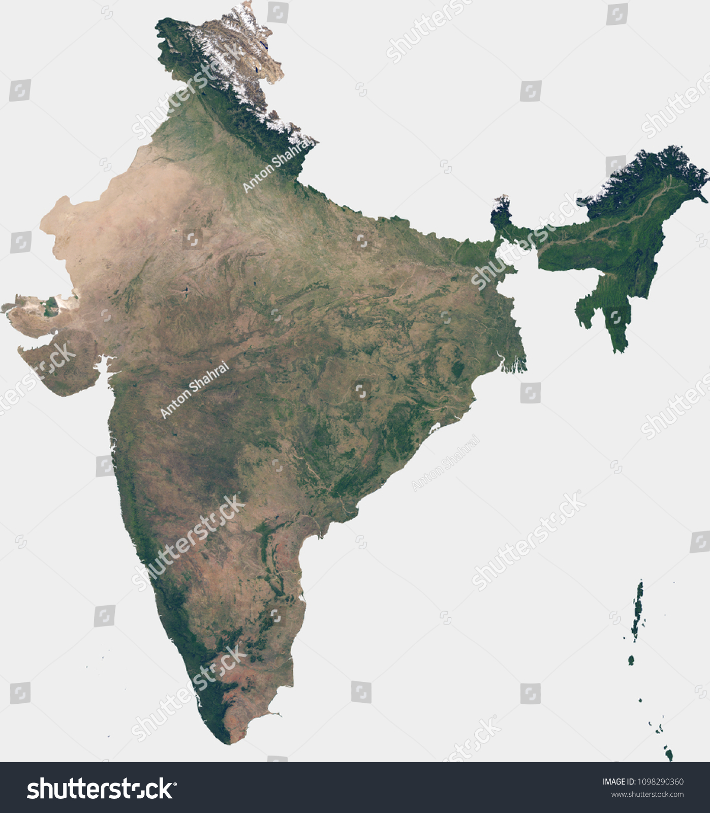 Large 90 Mp Satellite Image India Stock Illustration 1098290360