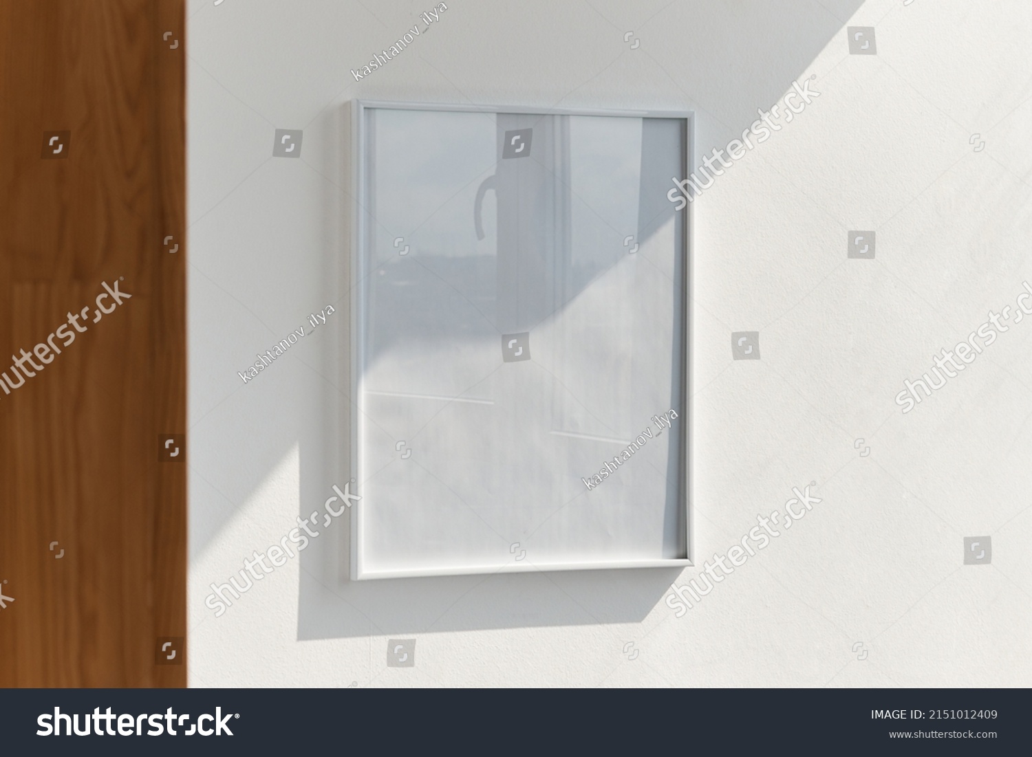 Large Photo Frame On White Wall Stock Photo 2151012409 Shutterstock