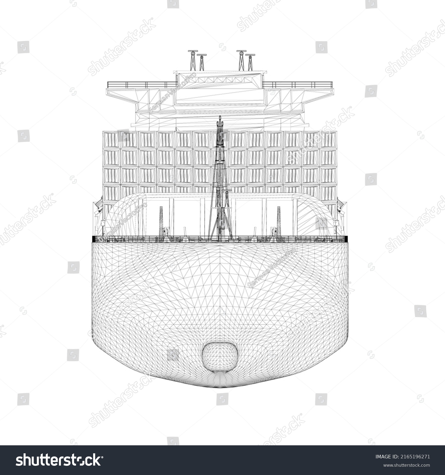 Large Ship Wireframe Containers Black Lines Stock Illustration ...