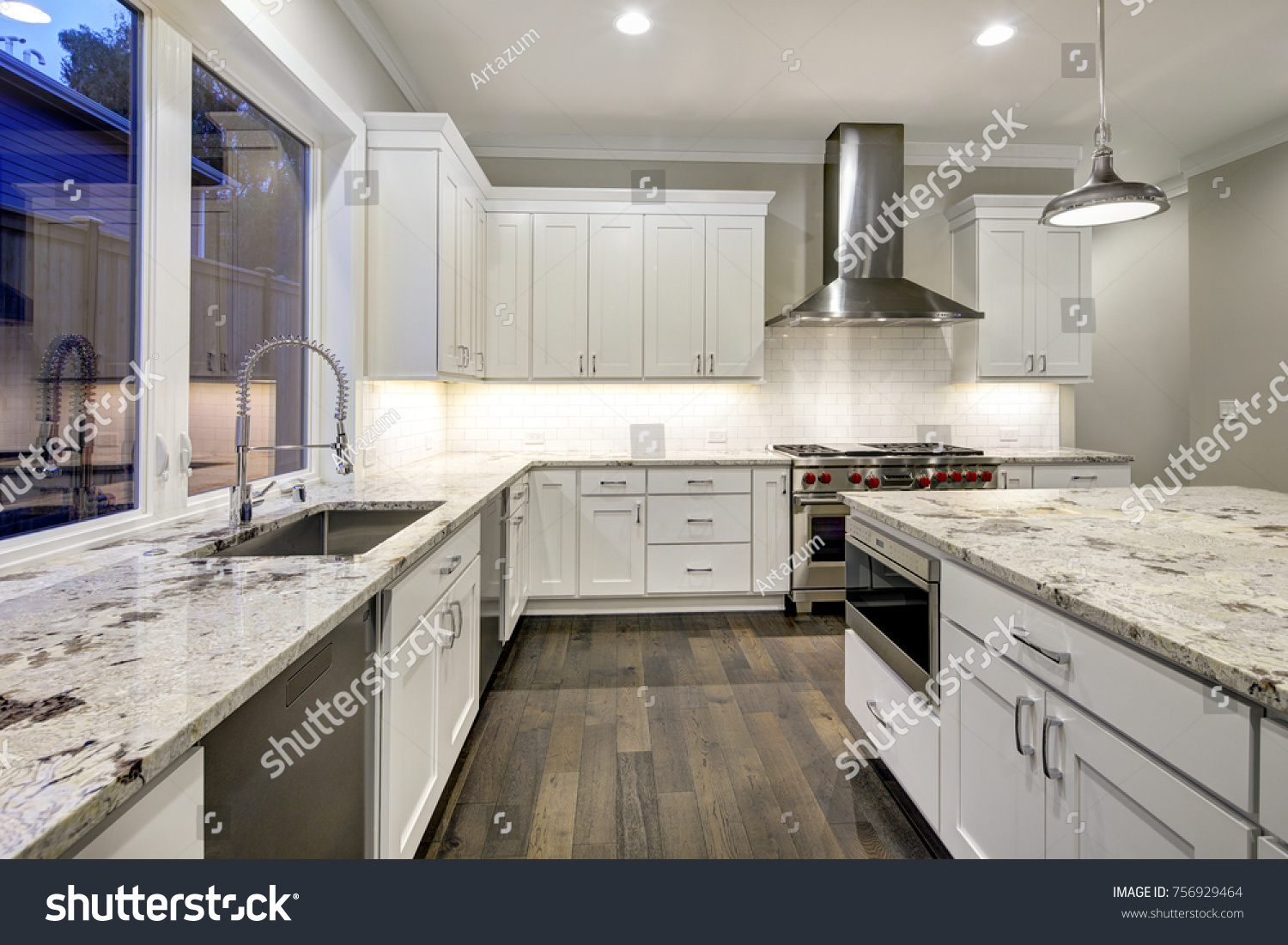 Large Spacious Kitchen Design White Kitchen Stock Photo Edit Now