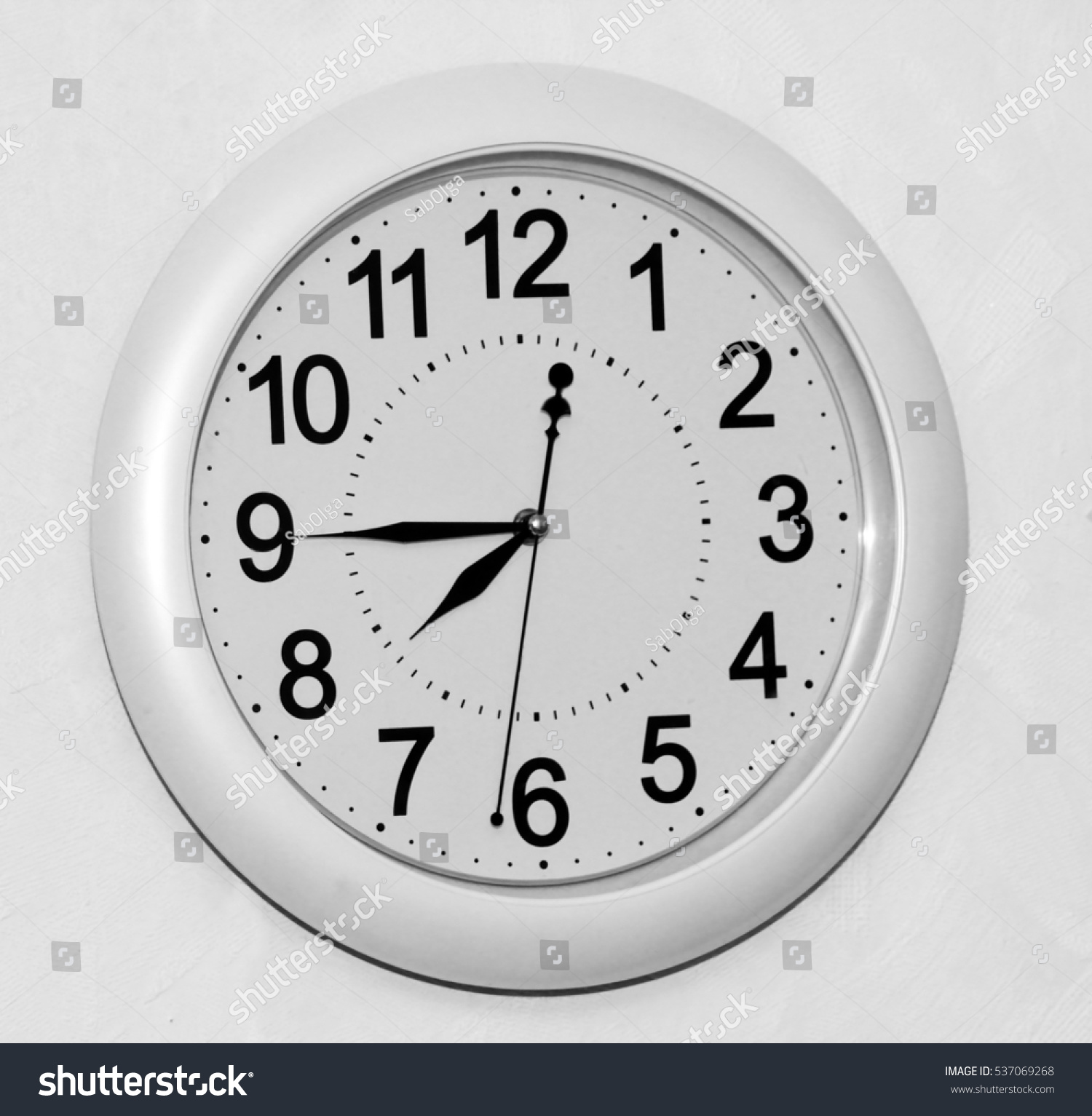 Large White Clock Black Numbers Stock Photo 537069268 