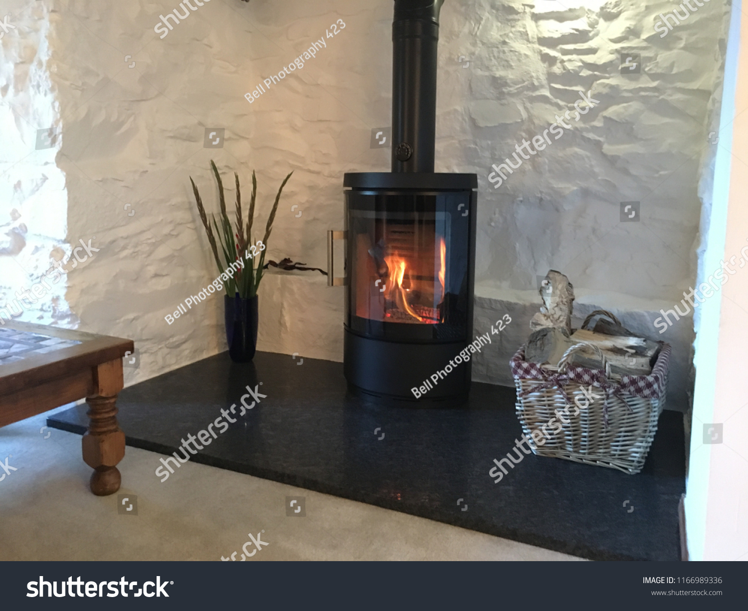 Large White Stone Inglenook Fireplace Country Stock Photo Edit Now 1166989336