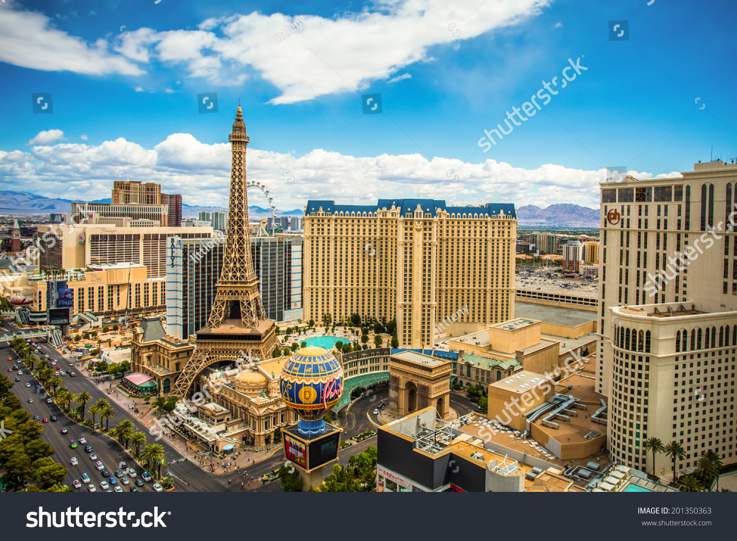 Las Vegas, Nevada - May 7, 2014: Above Ground View Of Las Vegas Strip ...