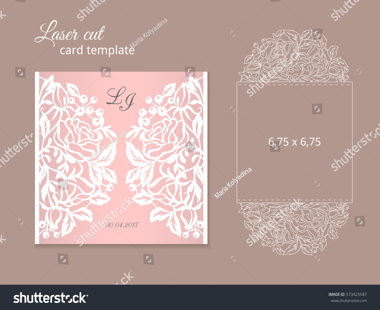 Laser Cut Invitation Card Template Wedding Stock Illustration 573425587 Shutterstock Laser Cut Card Template