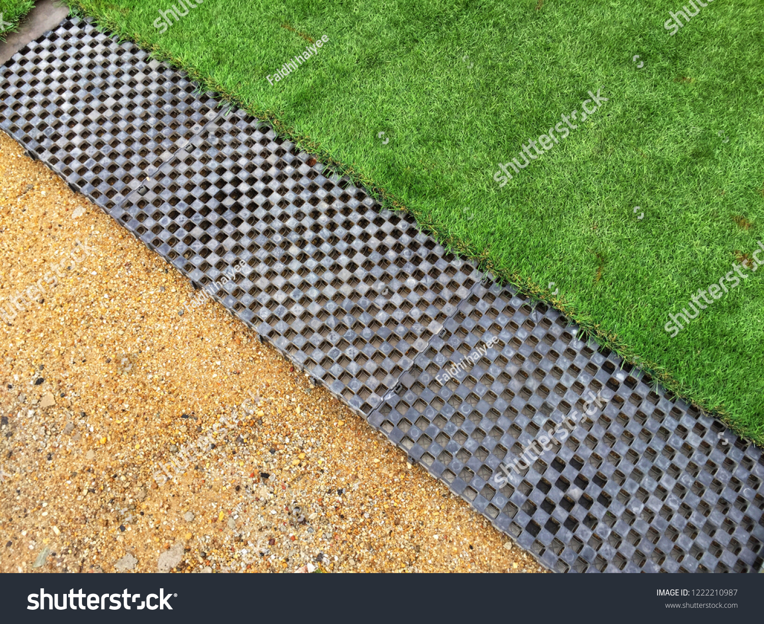 Layer Artifial Grass Base Consist Sandperforated Stock Photo Edit Now 1222210987