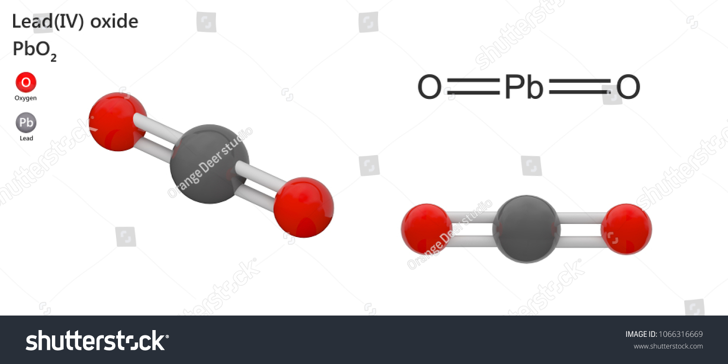 Lead Iv Oxide Formula Pbo2 Or O2pb Is A Brown Hexagonal Crystals 3d Illustration Isolated On