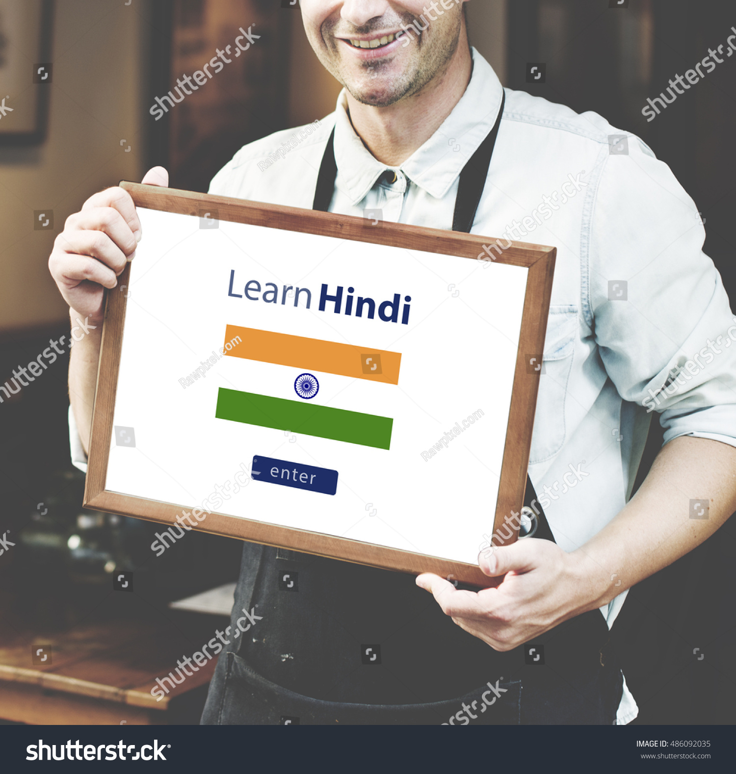Learn Hindi Language Online Education Concept Stock Photo Edit