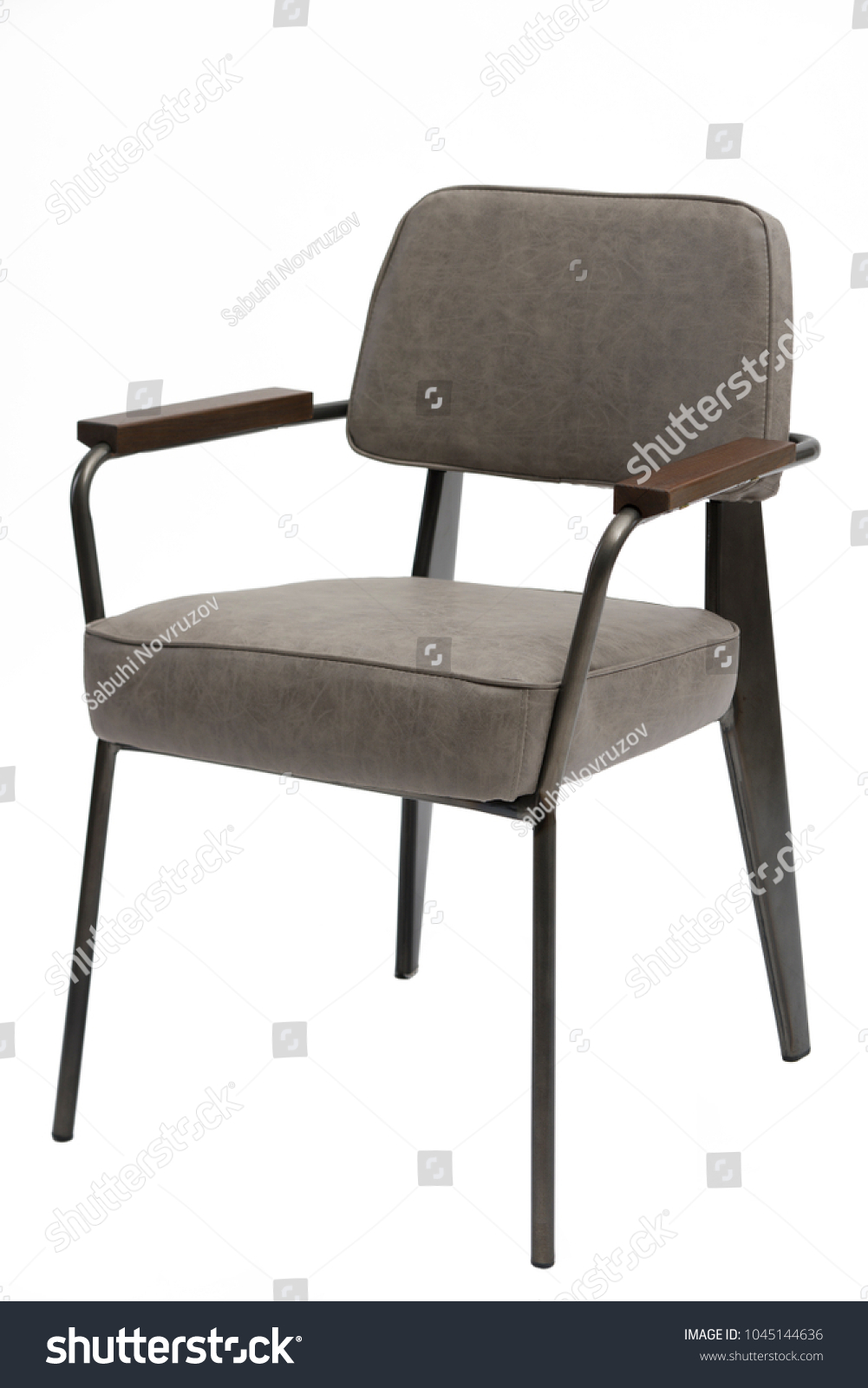 Leather Chair Gray Color Stool Modern Stock Photo Edit Now 1045144636