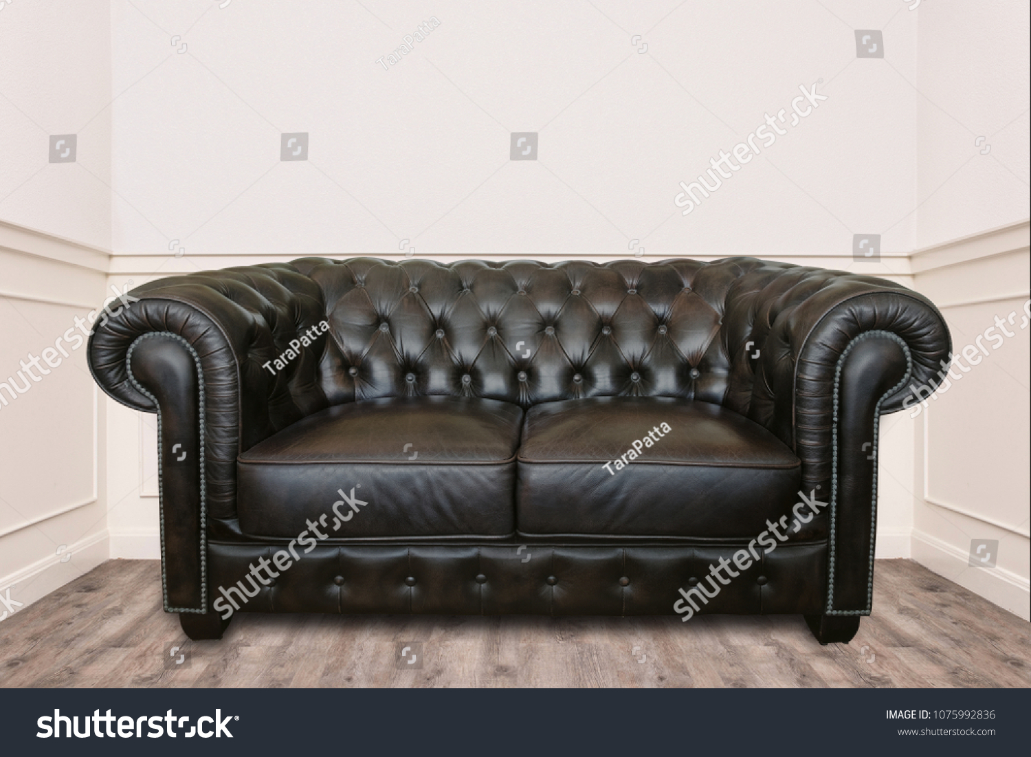Leather Sofa Small Cozy Room Clean Stock Photo (Edit Now) 1075992836 - Leather Sofa Small Cozy Room Clean Stock Photo (Edit Now) 1075992836