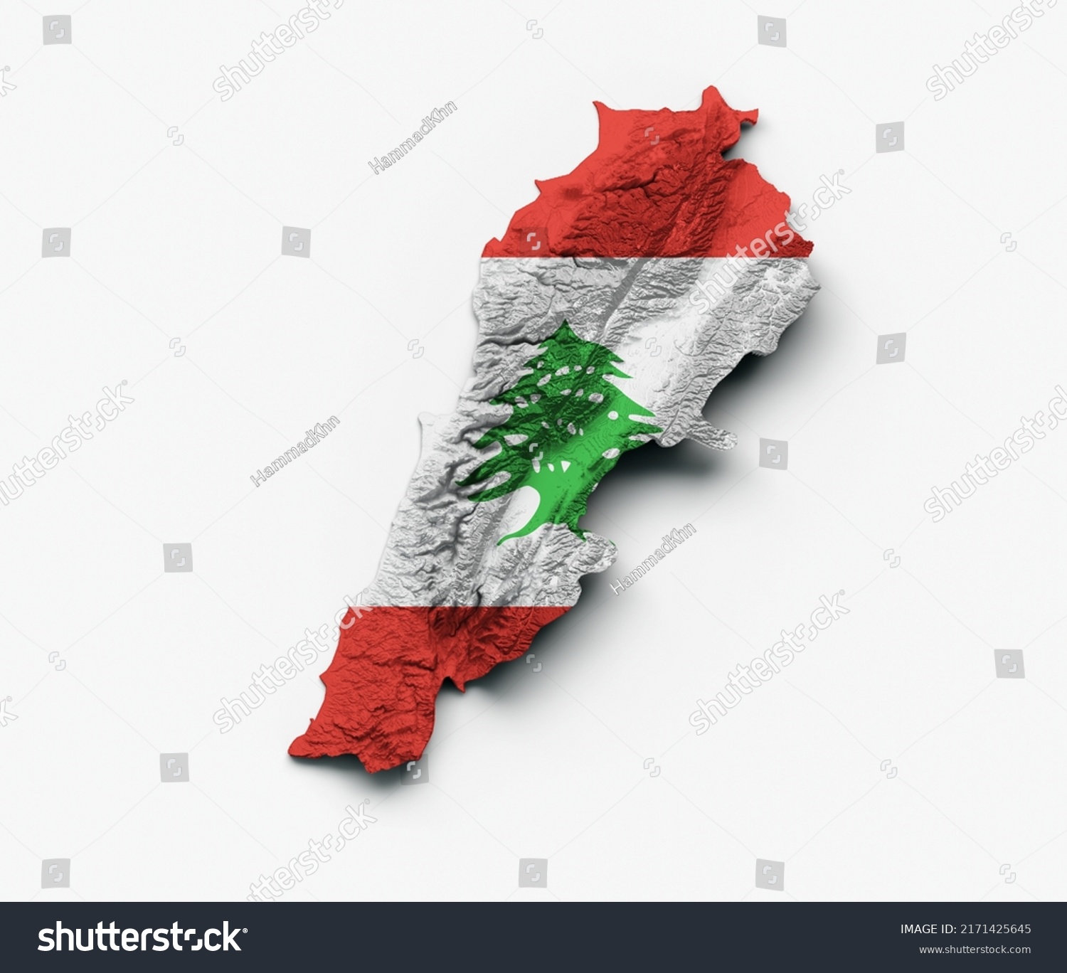 Lebanon Map Lebanon Flag Shaded Relief Stock Illustration 2171425645   Stock Photo Lebanon Map Lebanon Flag Shaded Relief Color Height Map On White Background D Illustration 2171425645 