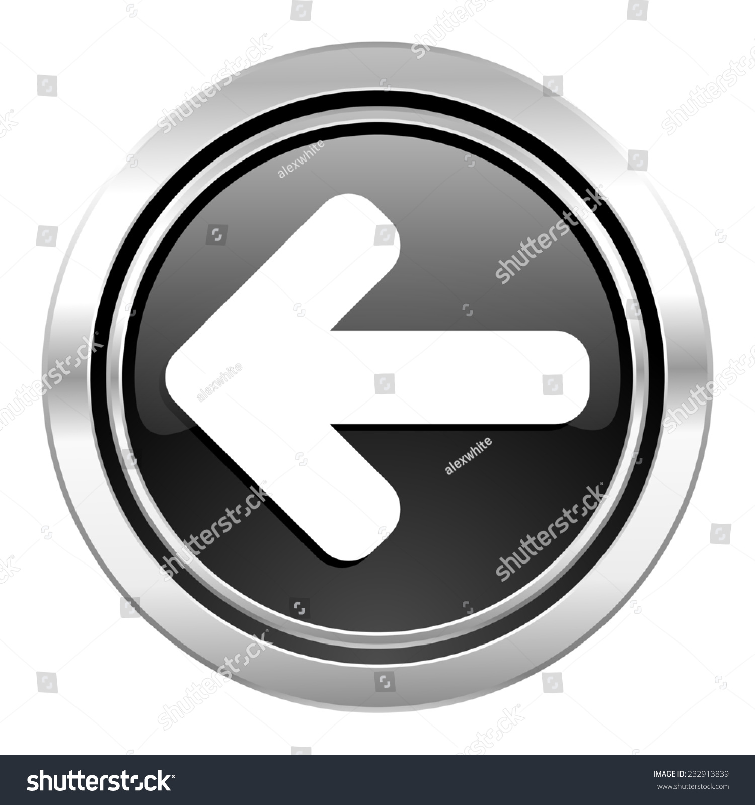 Left Arrow Icon, Black Chrome Button, Arrow Sign Stock Photo 232913839 ...