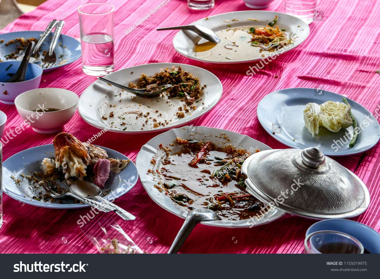 Leftover Food On Food Table Stock Photo Edit Now 1155019975