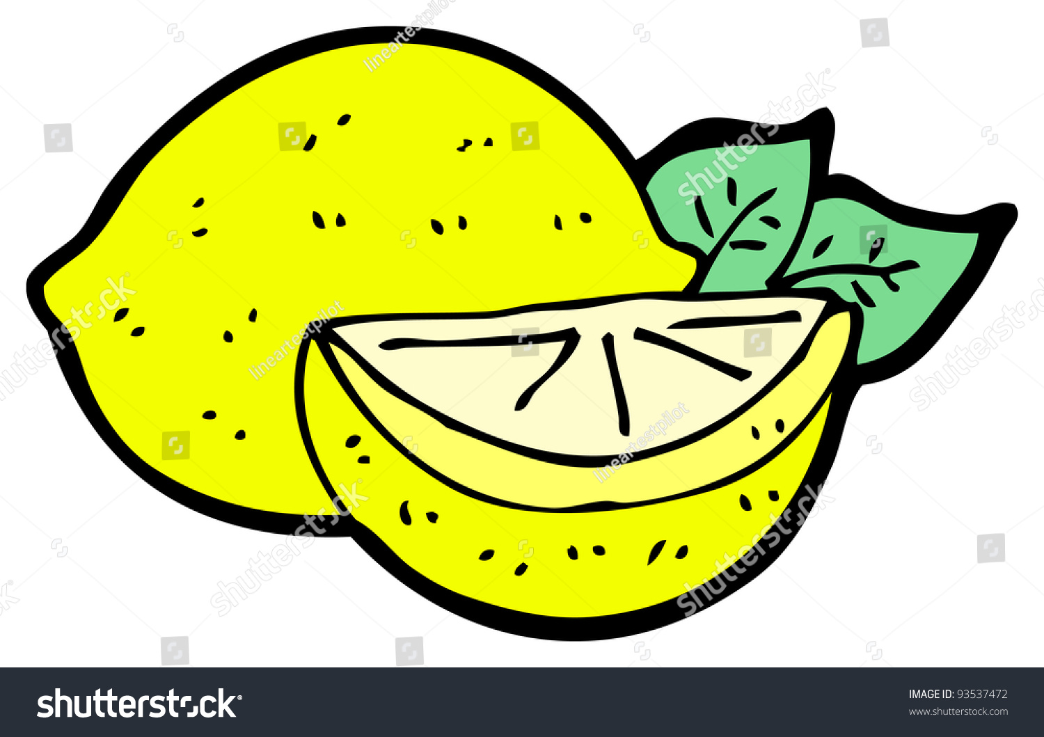 Lemon Slice Cartoon Raster Version Stock Illustration 93537472 ...