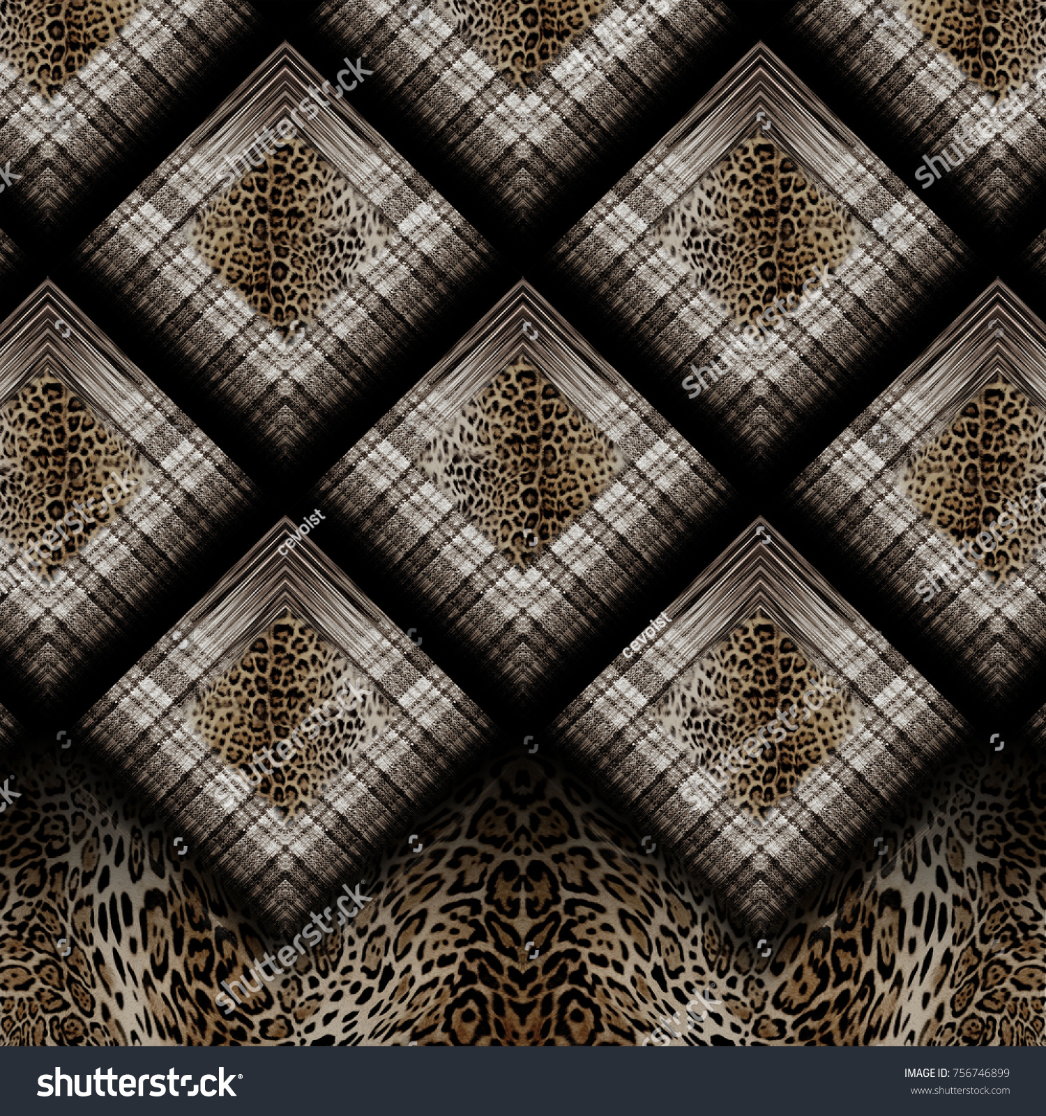 Leopard Geometric Art Design Pattern Stock Illustration 756746899