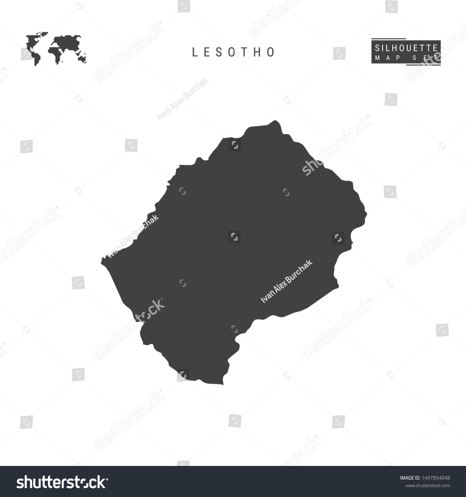 Lesotho Blank Map Isolated On White Stock Illustration 1497854048