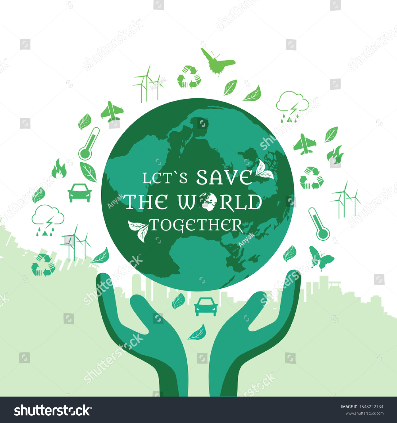 Lets Save World Together Stock Illustration