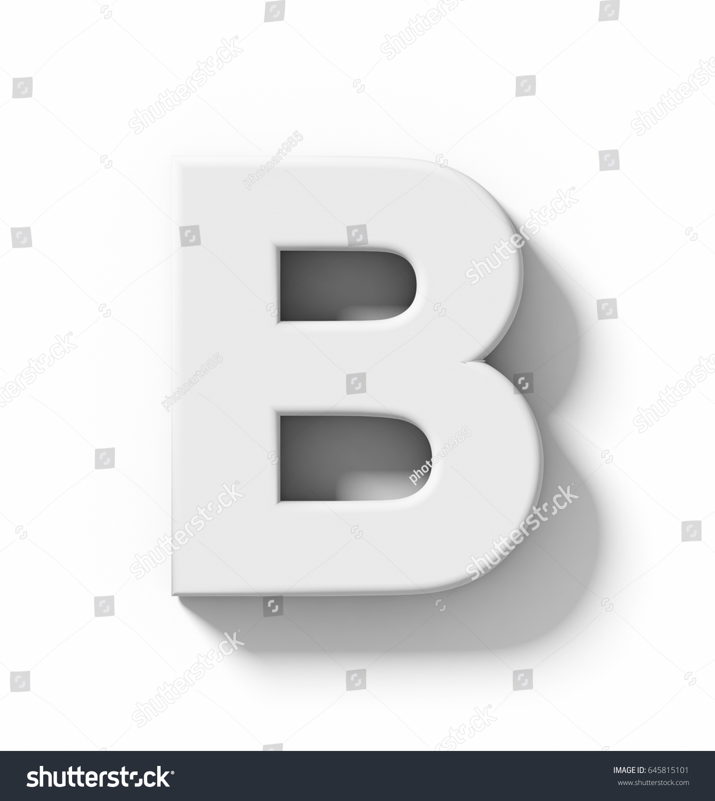 Letter B 3d White Isolated On Stock Illustration 645815101