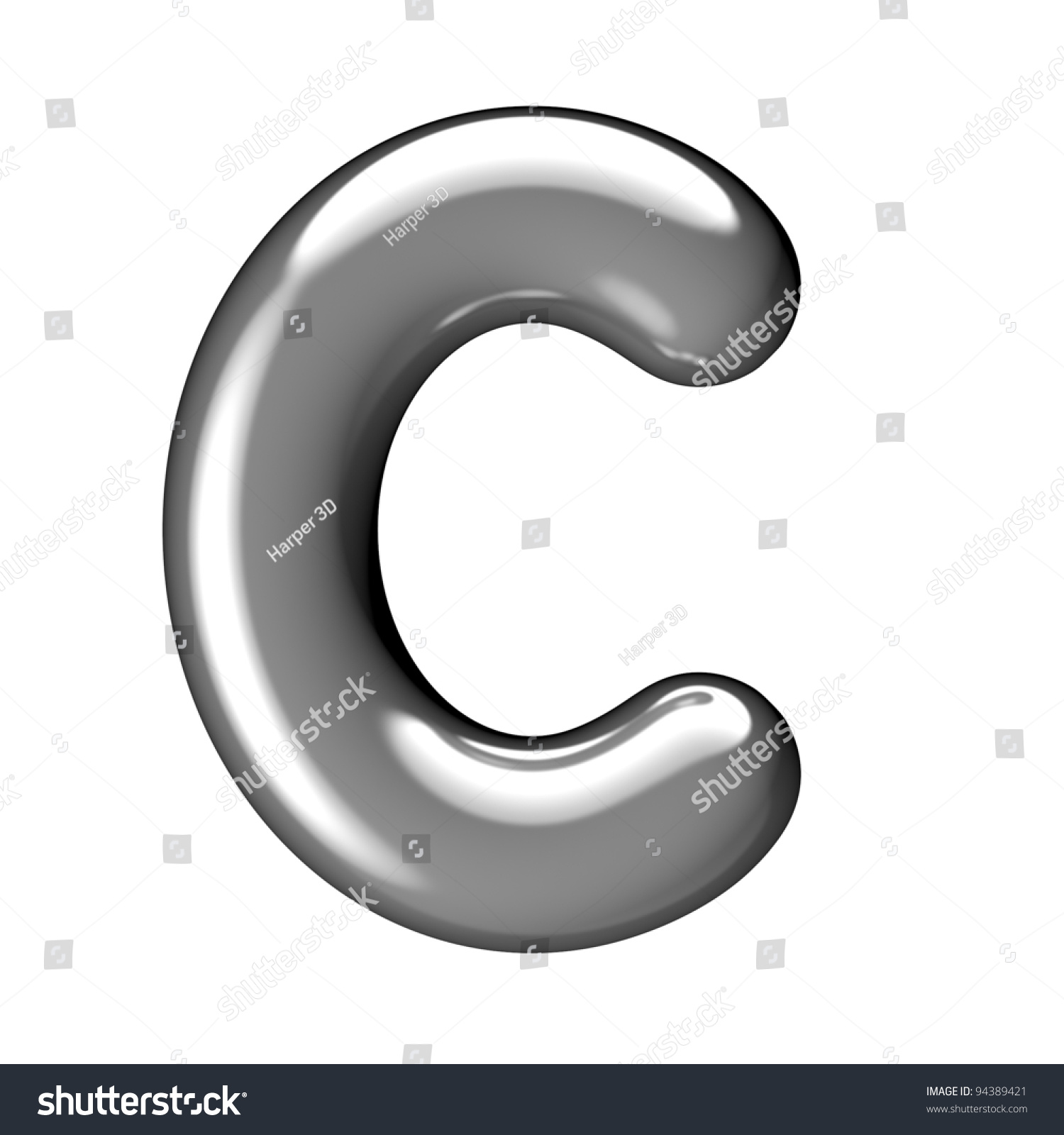 Letter C From Chrome Round Solid Alphabet. There Is A Clipping Path ...