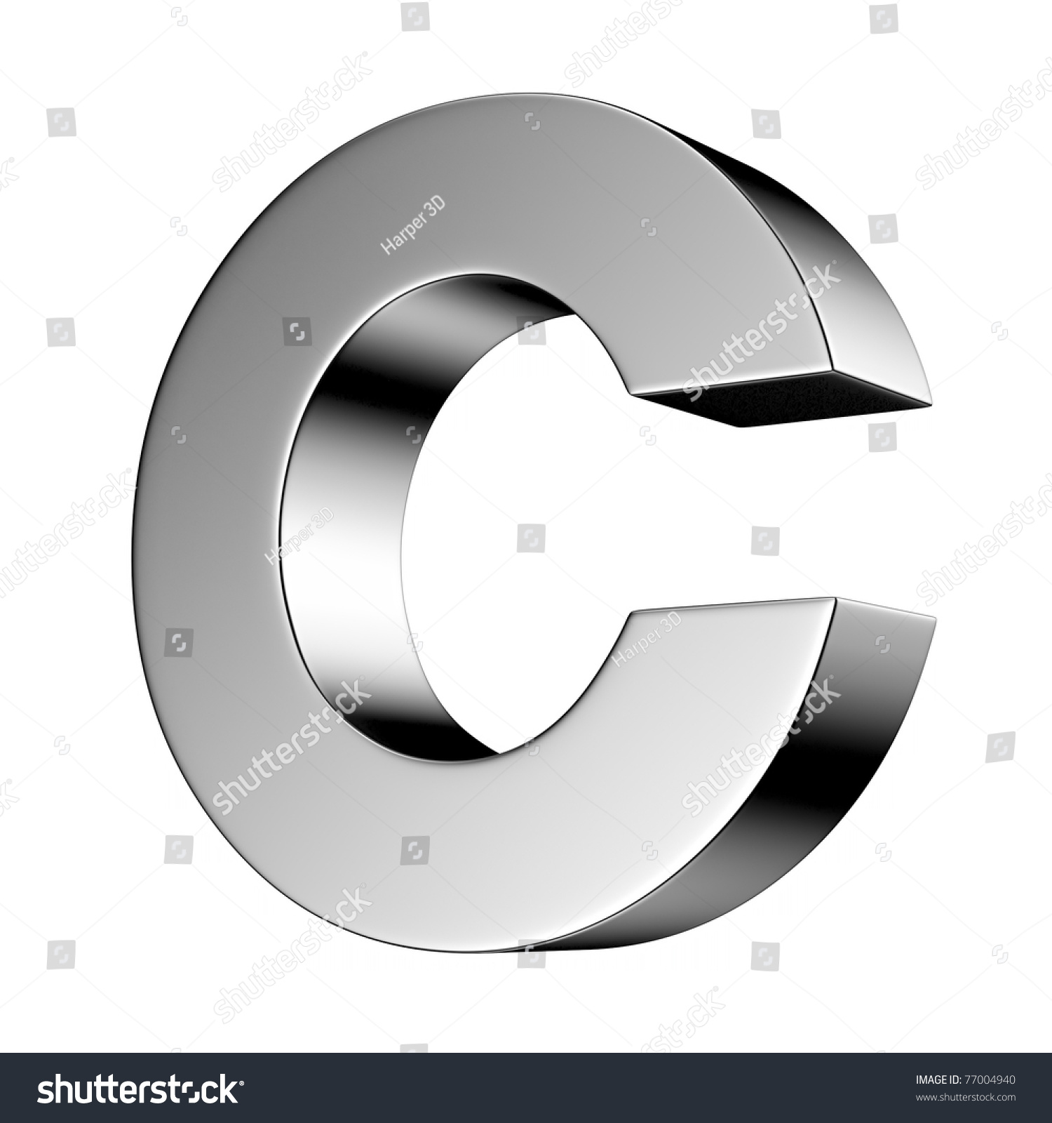 Letter C From Chrome Solid Alphabet. There Is A Clipping Path Stock ...