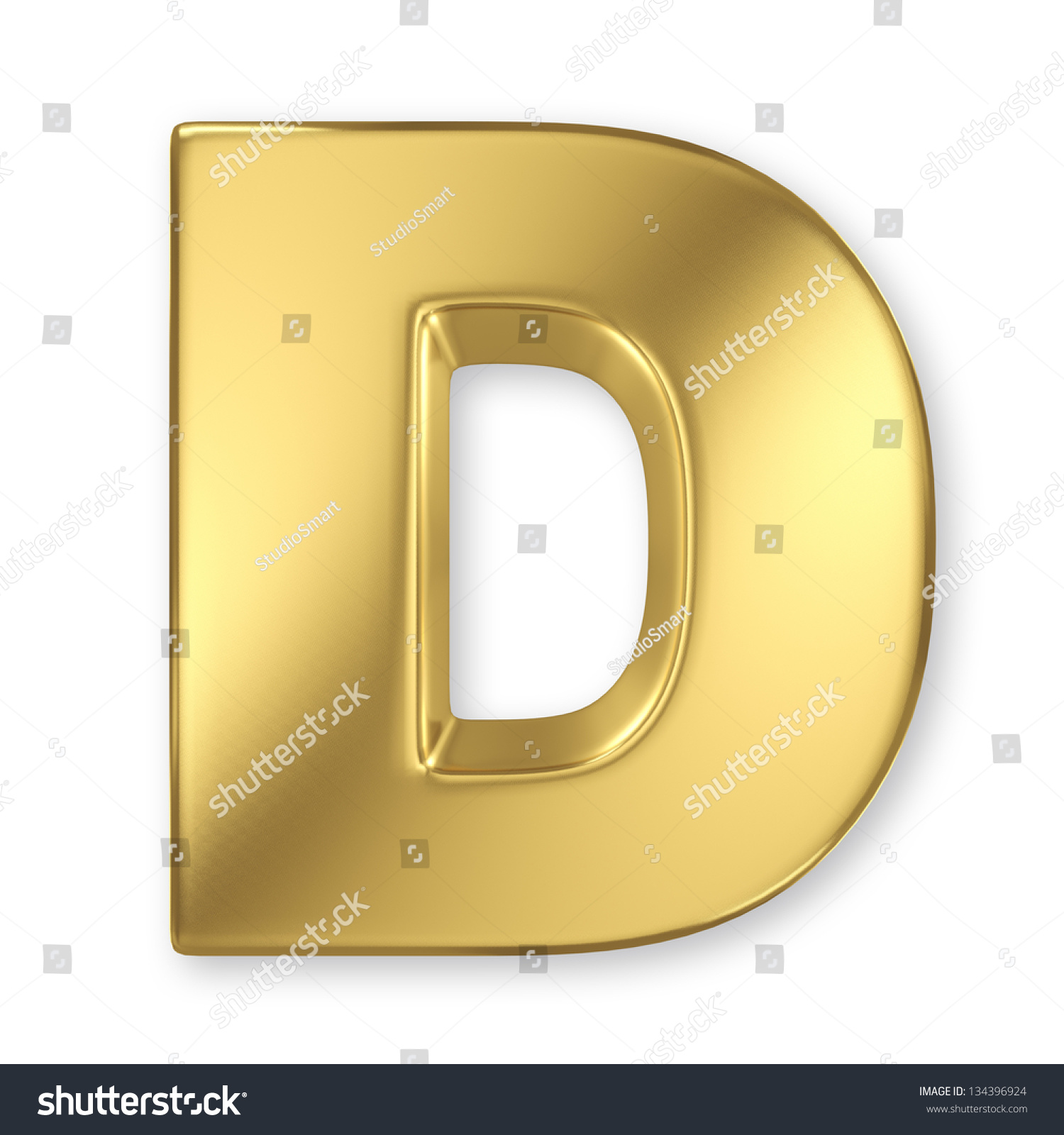 Letter D From Gold Solid Alphabet Stock Photo 134396924 : Shutterstock