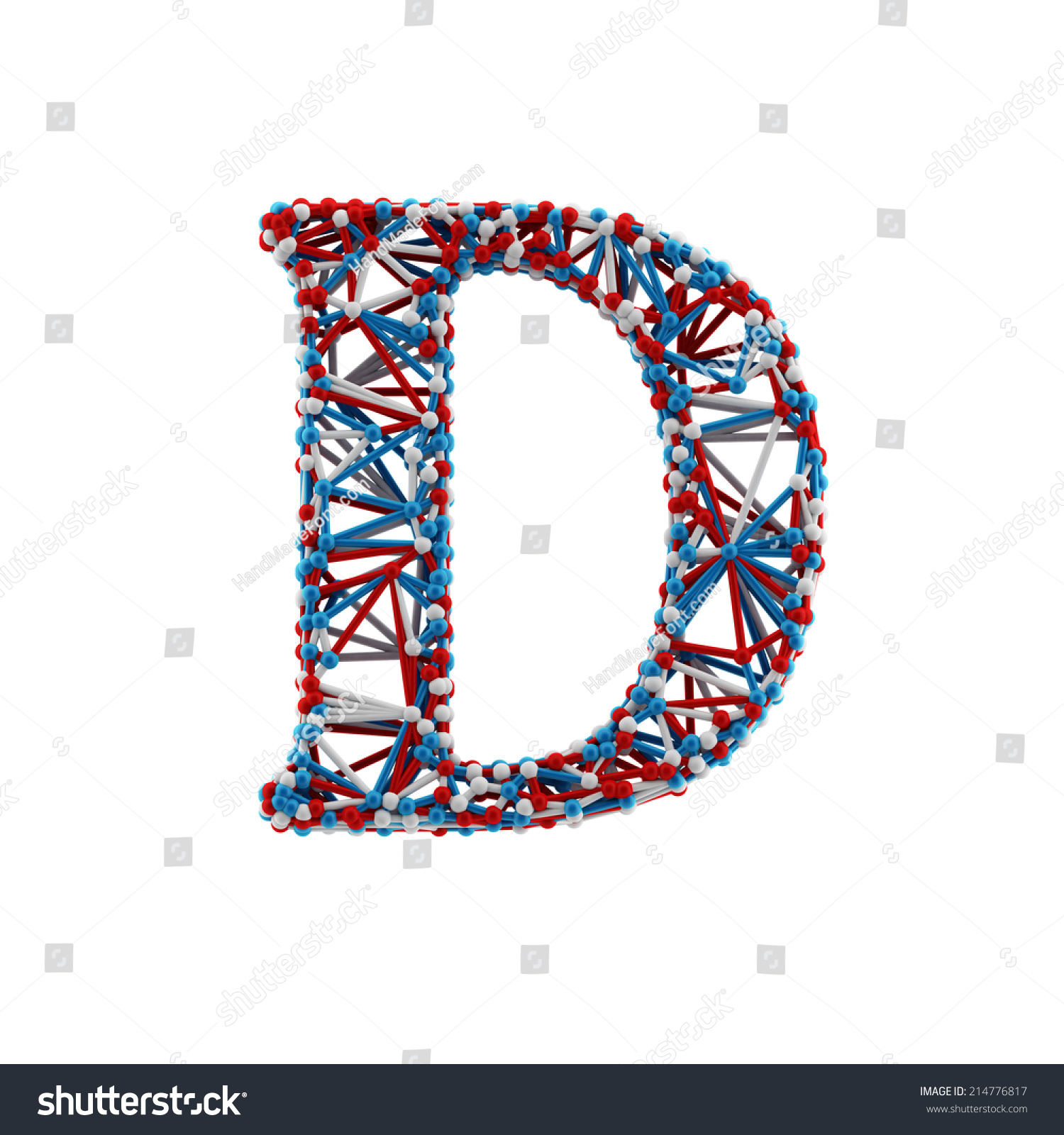 Letter D. Molecule Alphabet Isolated On White Background. Dna Font ...