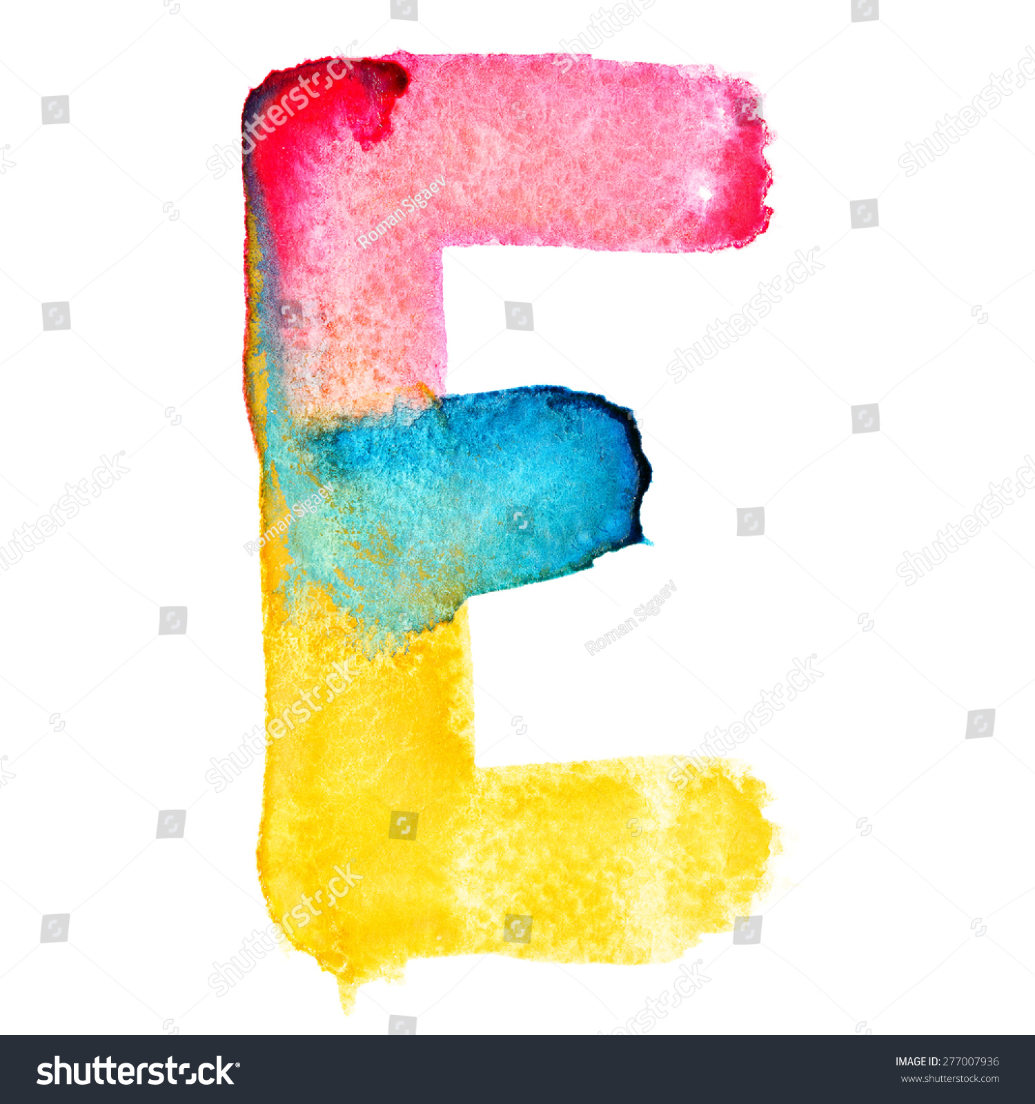 Letter E Colorful Watercolor Abc Stock Illustration 277007936 ...