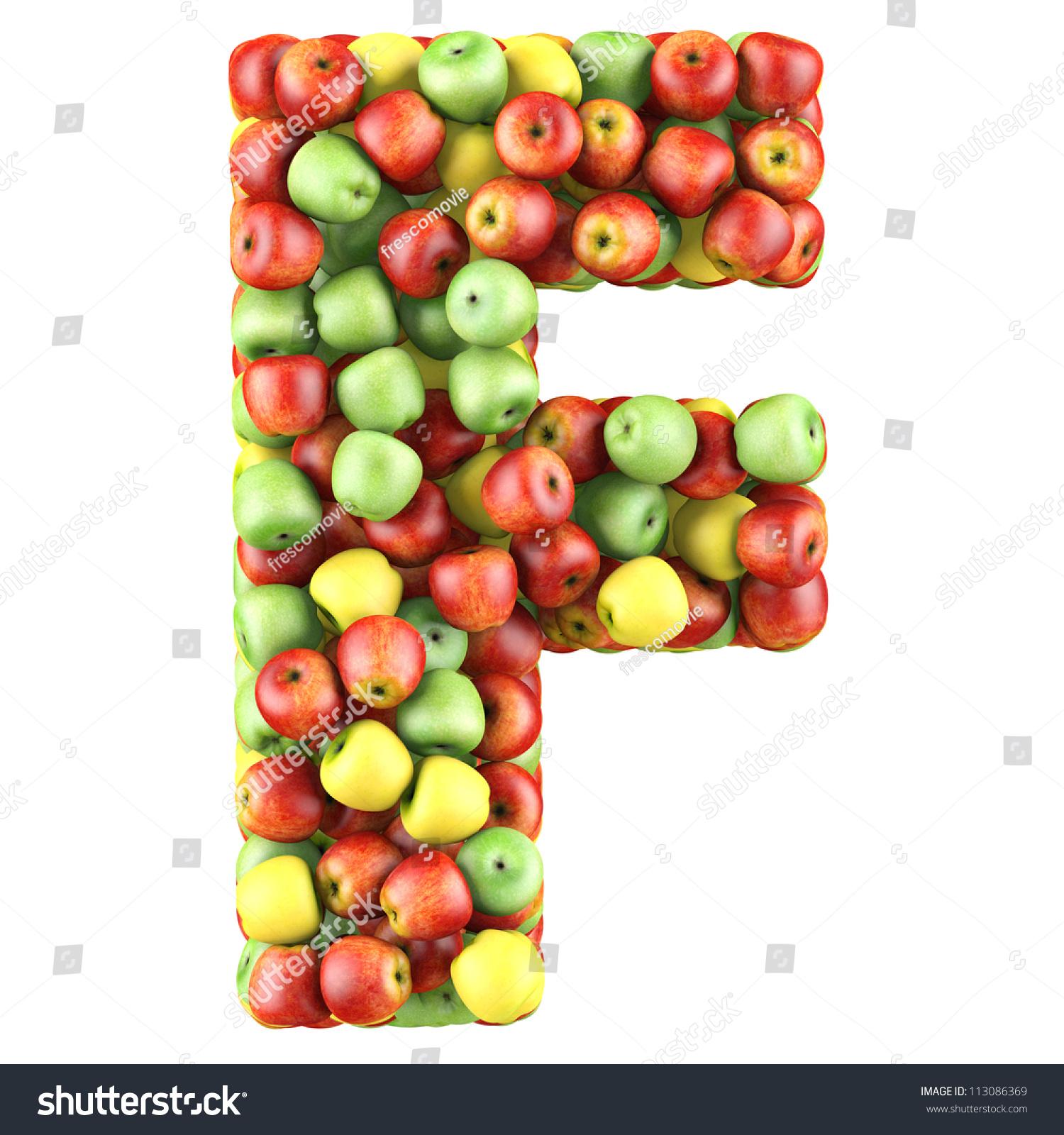 Letter - F Made Of Apples. Isolated On A White. Stock Photo 113086369 ...