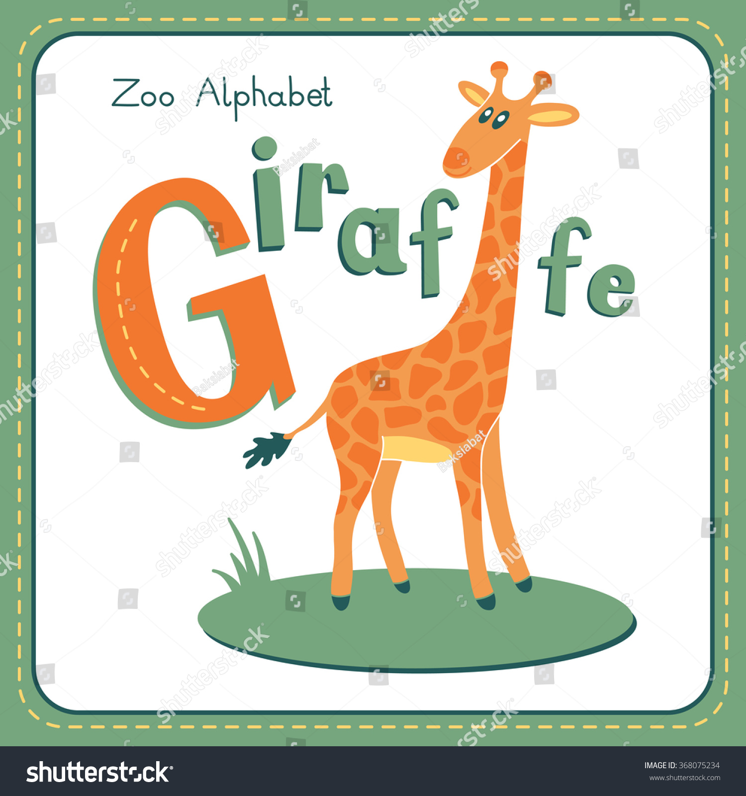 Letter G Giraffe Alphabet Cute Animals Stock Illustration 368075234 ...