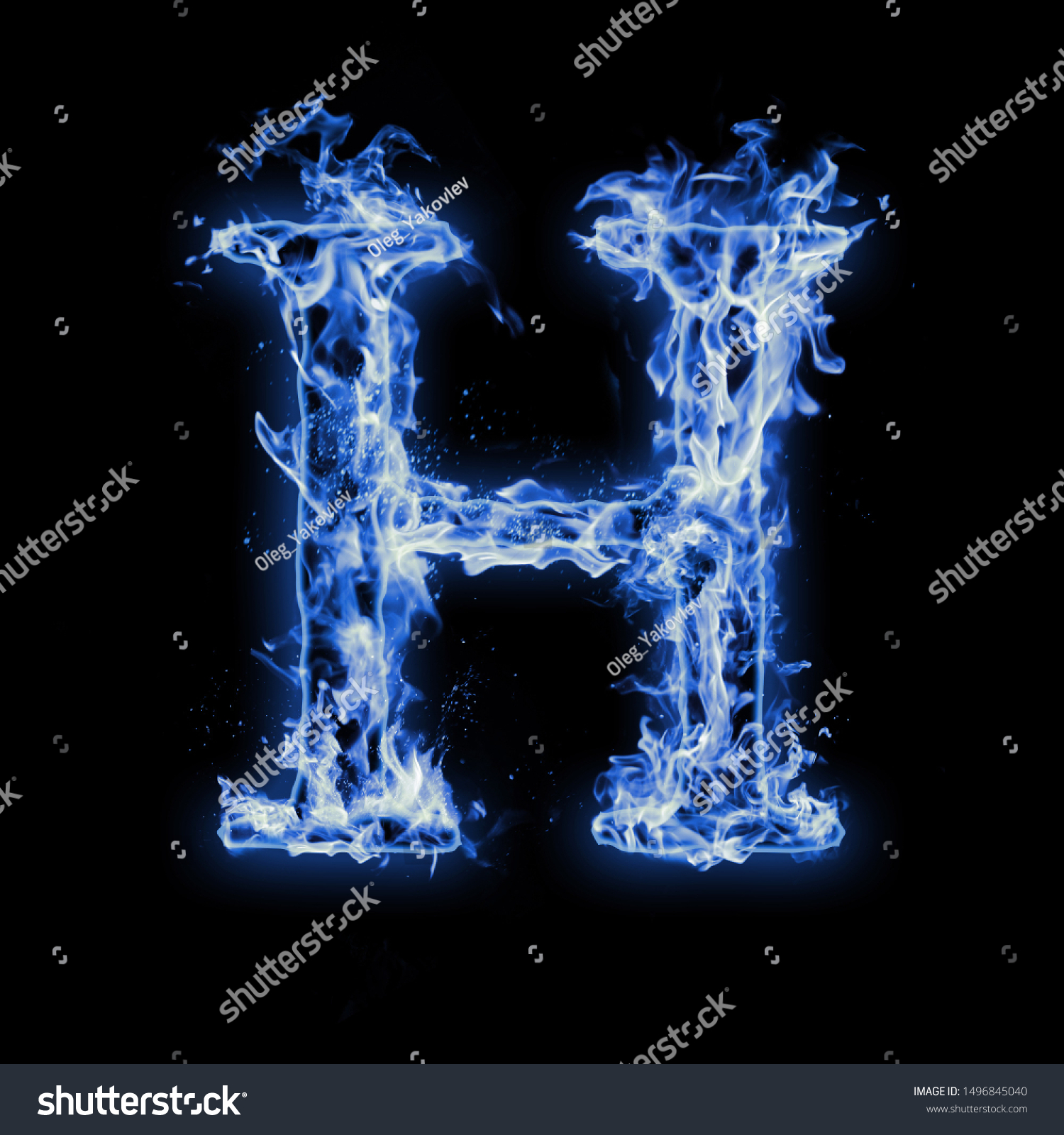 Letter H Blue Fire Flames On Stock Illustration 1496845040 | Shutterstock